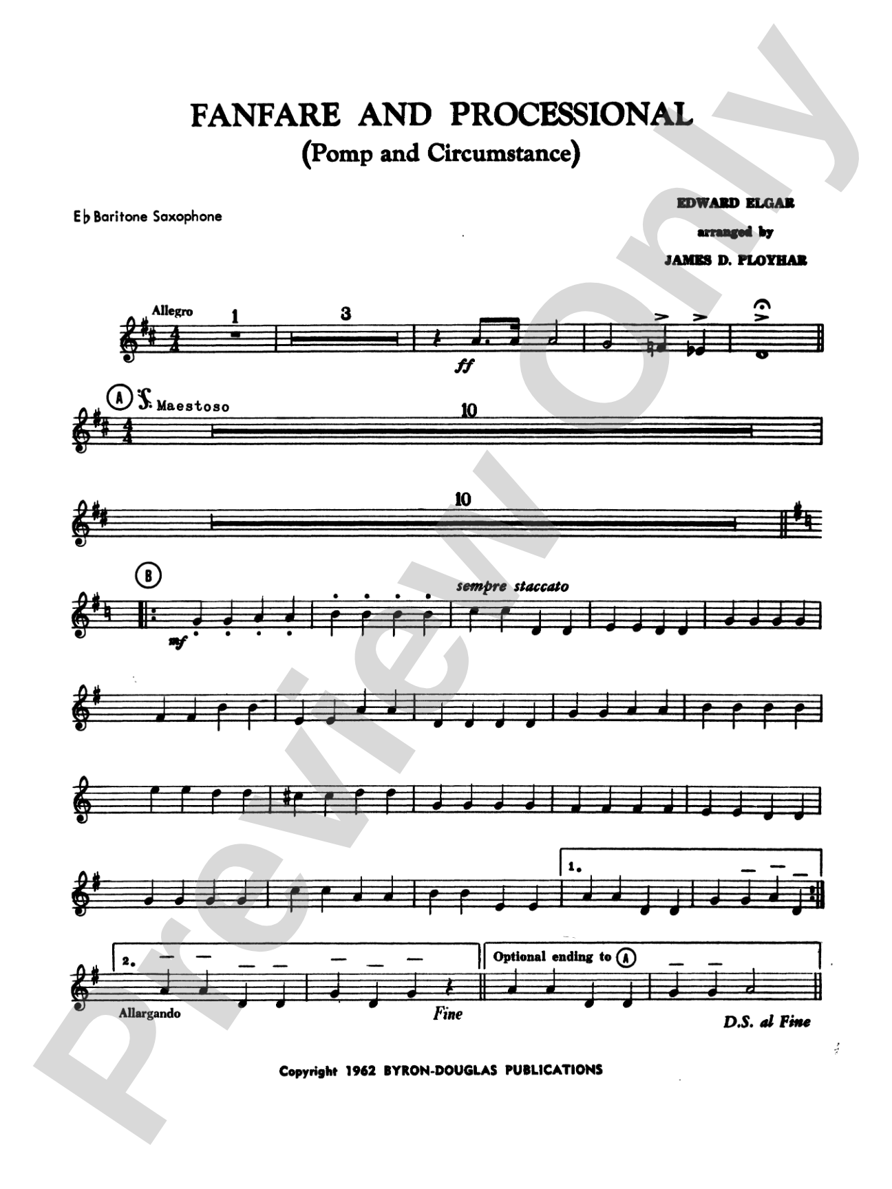 Fanfare, Processional and Recessional: E-flat Baritone Saxophone