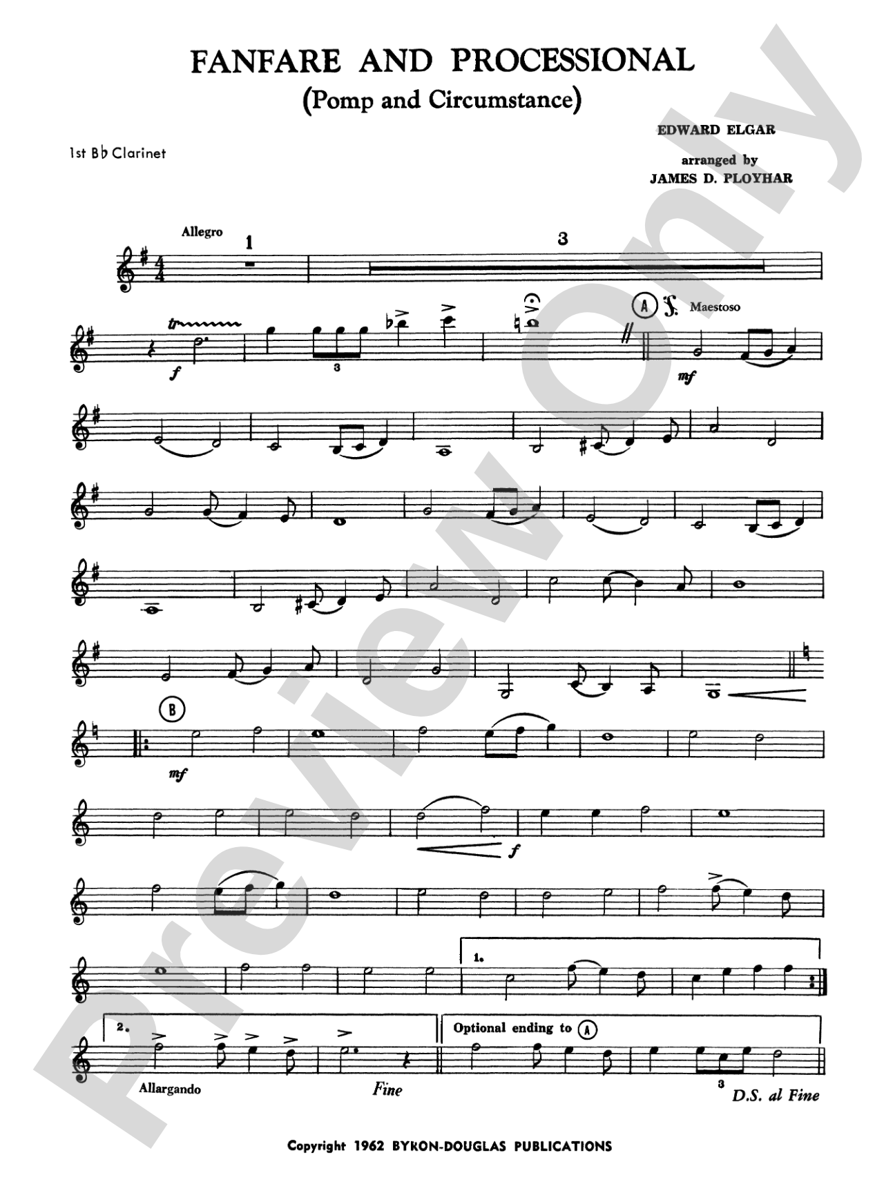Fanfare, Processional and Recessional: 1st B-flat Clarinet