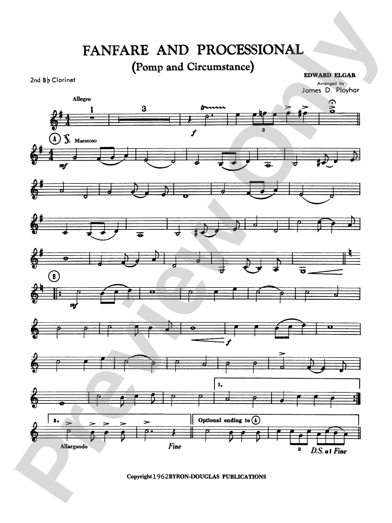 Fanfare, Processional and Recessional: 2nd B-flat Clarinet