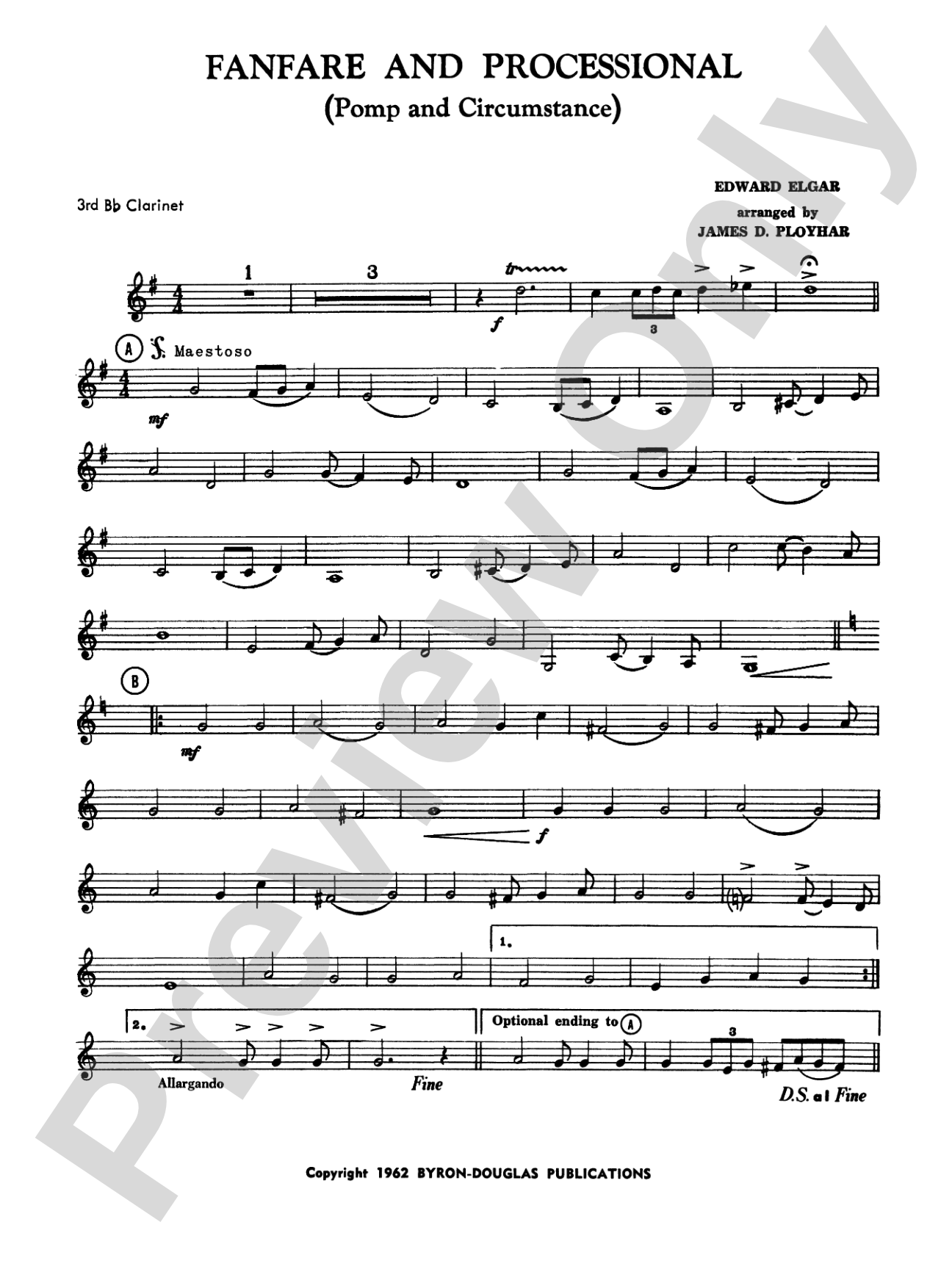 Fanfare, Processional and Recessional: 3rd B-flat Clarinet
