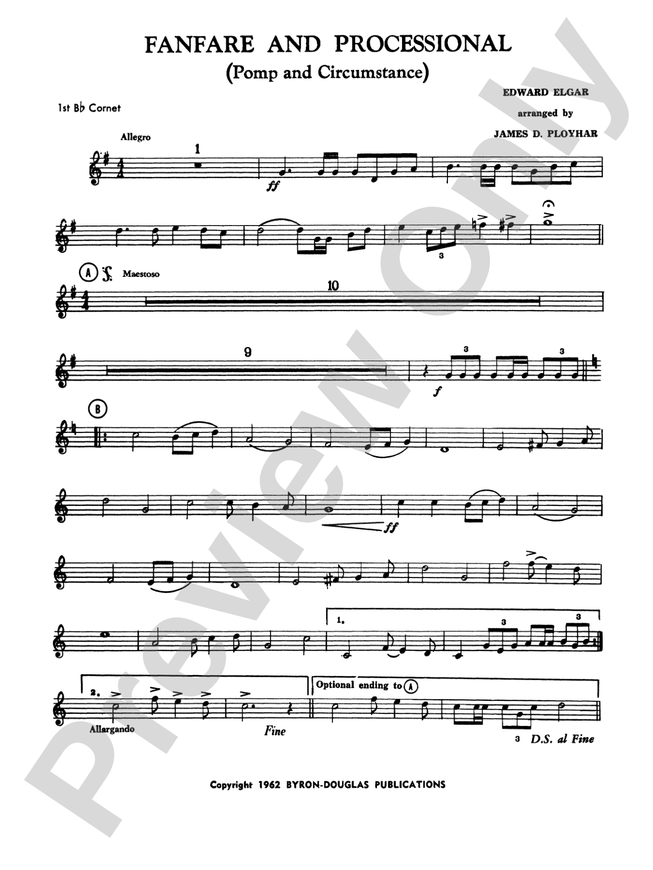 Fanfare, Processional and Recessional: 1st B-flat Cornet