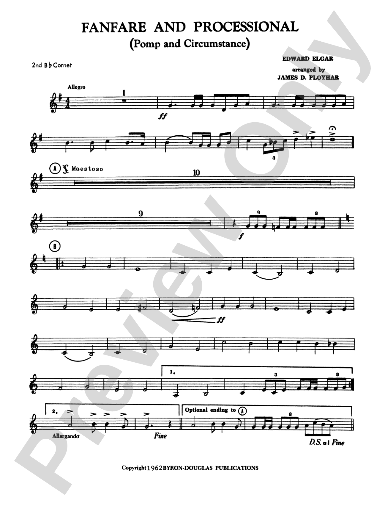 Fanfare, Processional and Recessional: 2nd B-flat Cornet
