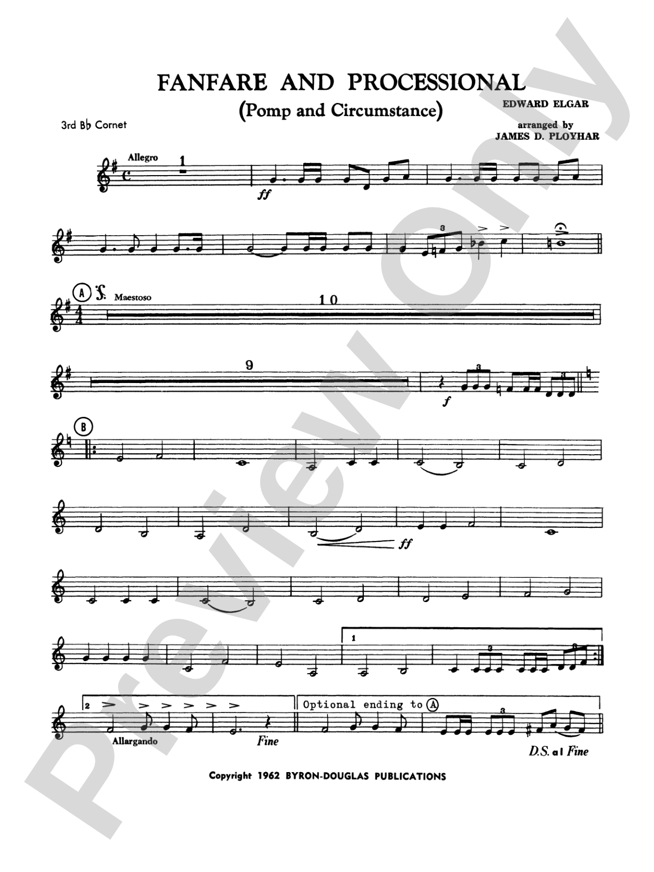 Fanfare, Processional and Recessional: 3rd B-flat Cornet
