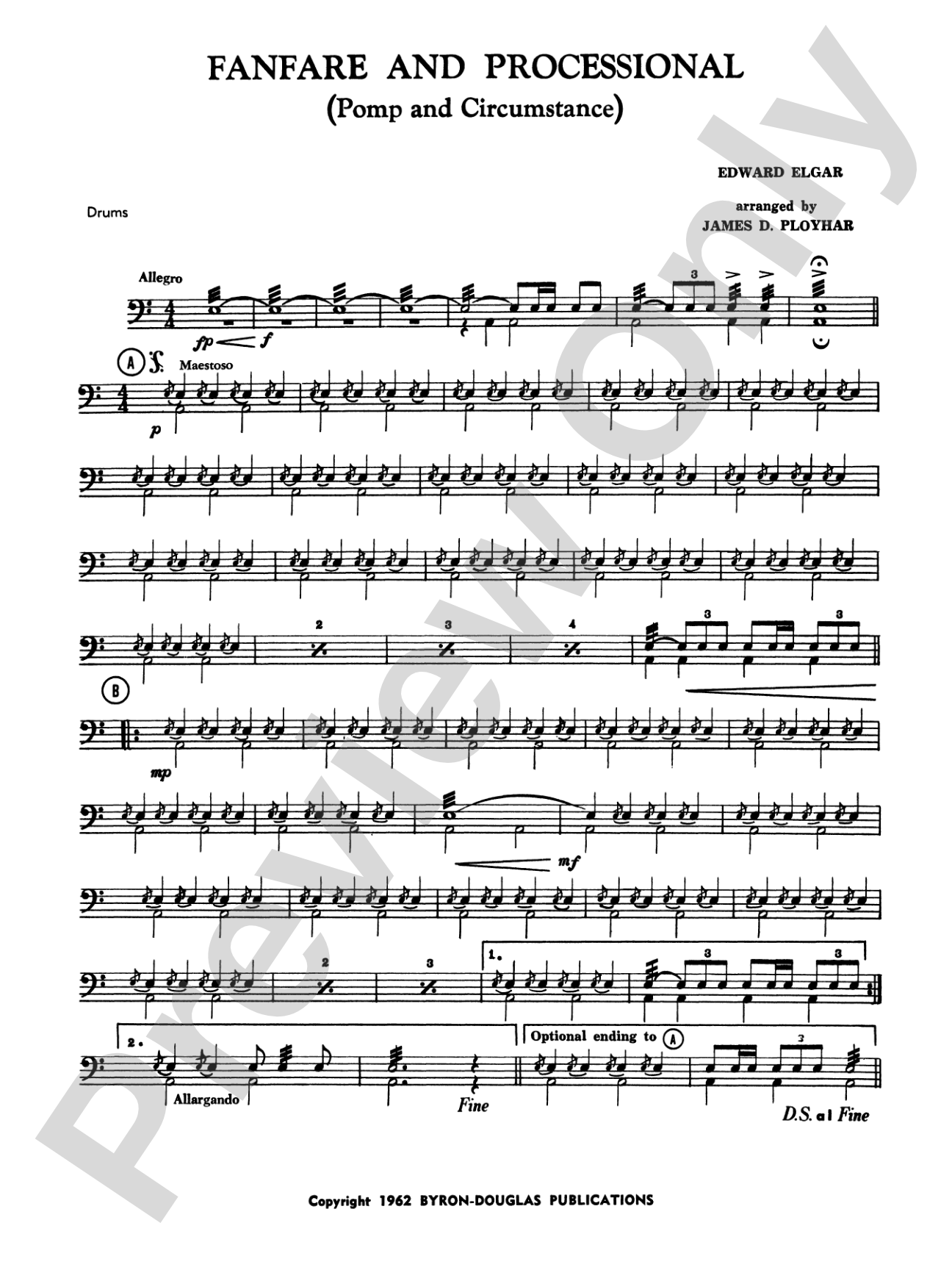 Fanfare, Processional and Recessional: Drums
