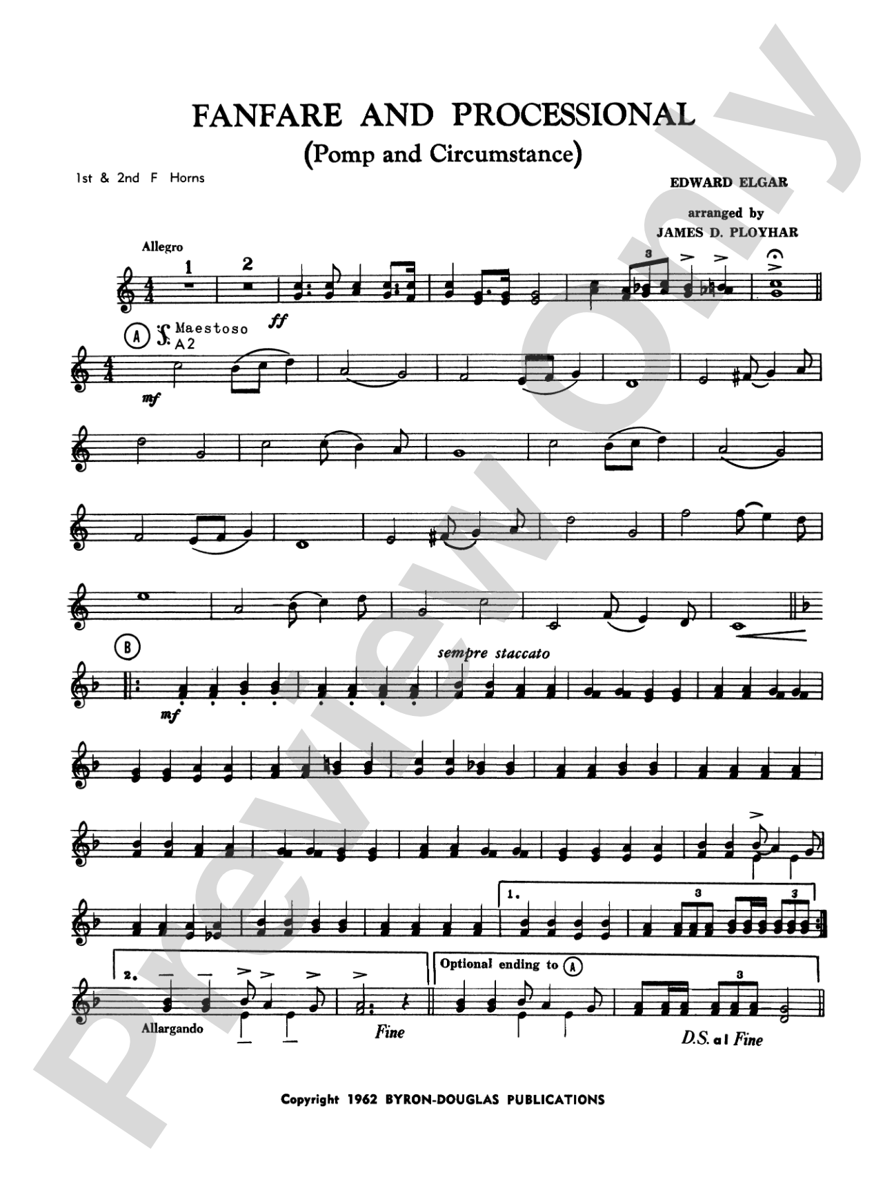 Fanfare, Processional and Recessional: 1st & 2nd F Horns