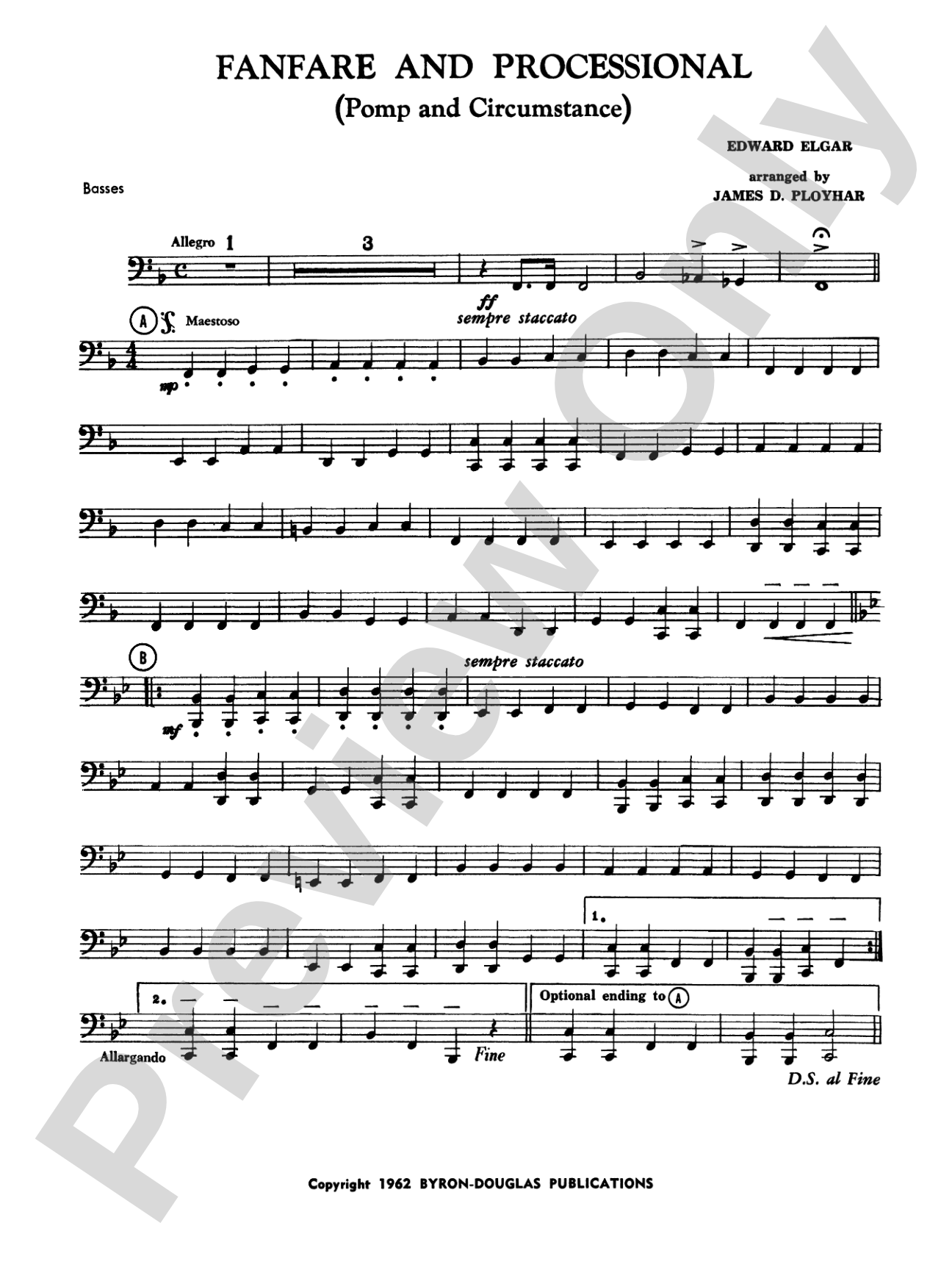 Fanfare, Processional and Recessional: String Bass