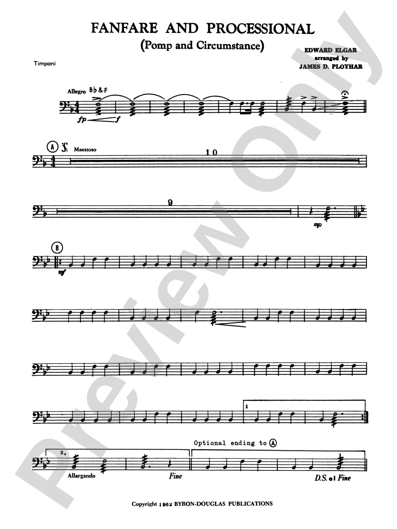 Fanfare, Processional and Recessional: Timpani