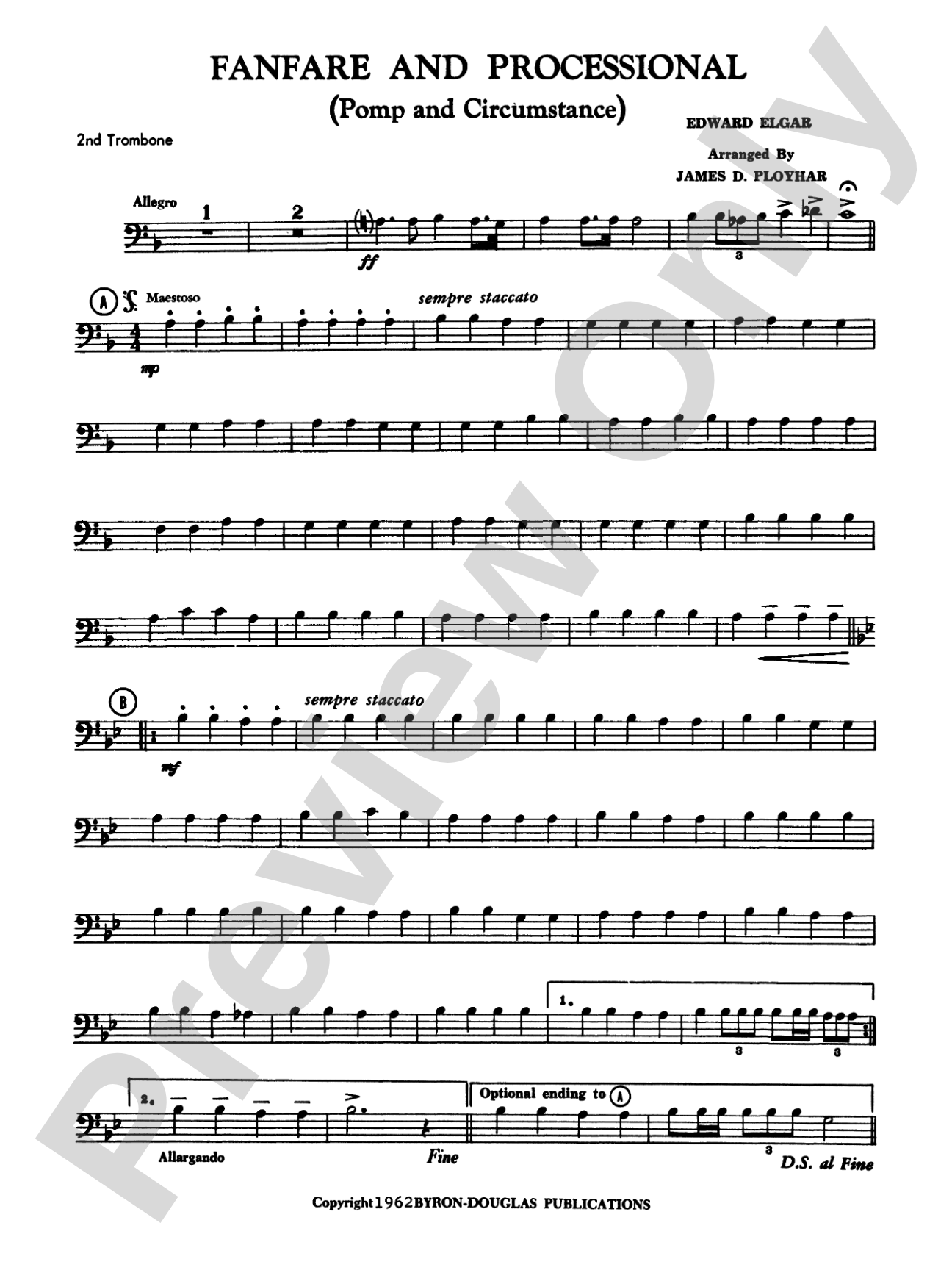 Fanfare, Processional and Recessional: 2nd Trombone