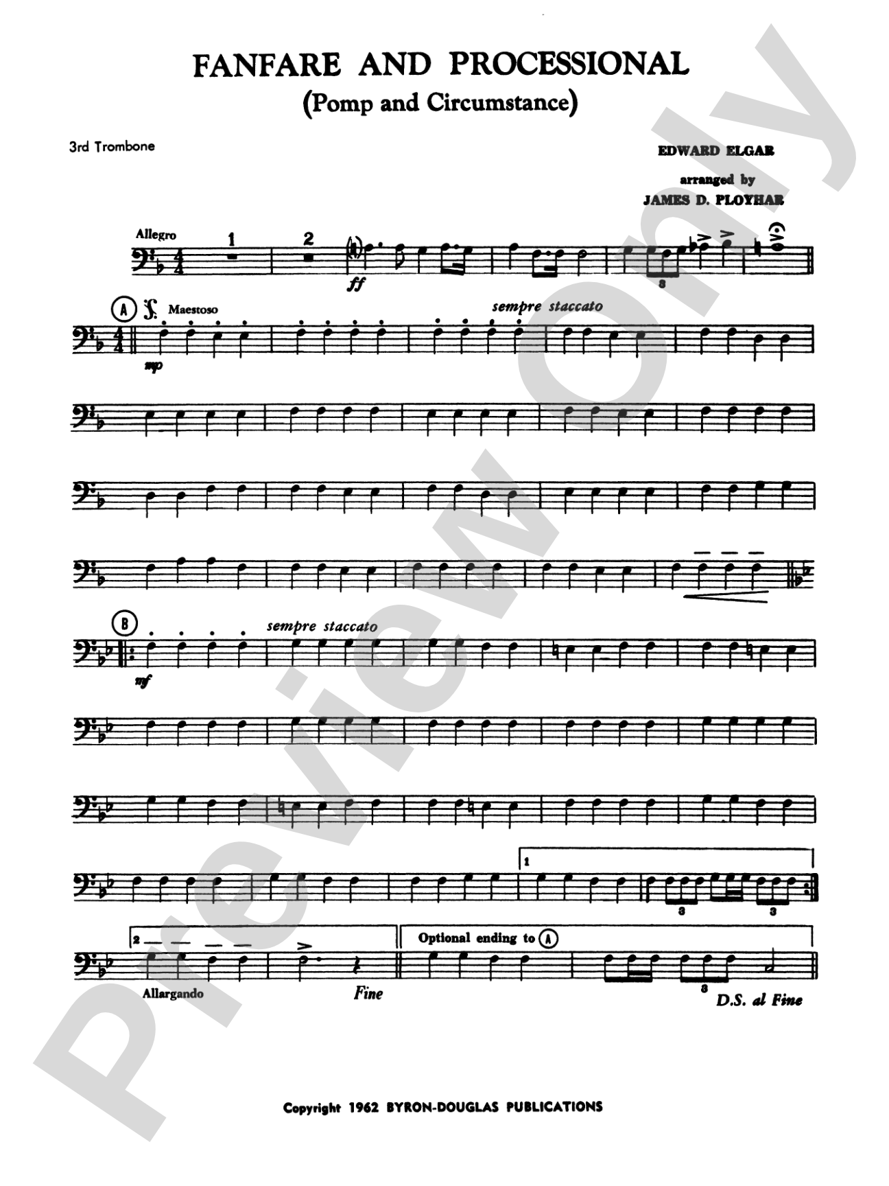 Fanfare, Processional and Recessional: 3rd Trombone