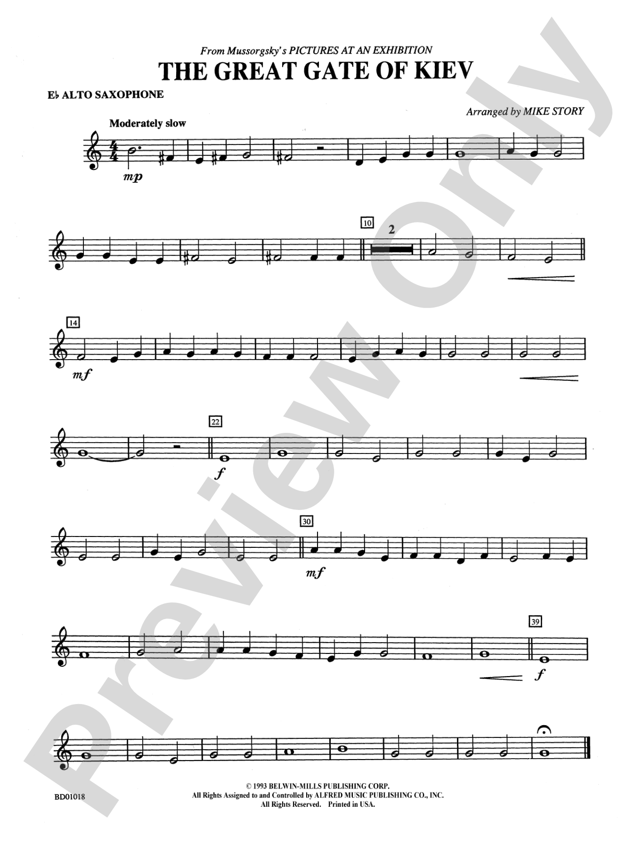The Great Gate of Kiev (from Pictures at an Exhibition): E-flat Alto Saxophone