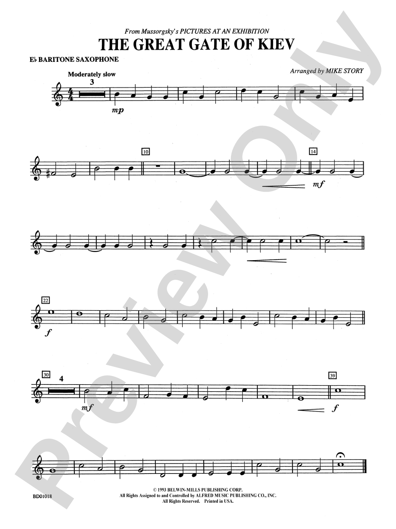 The Great Gate of Kiev (from Pictures at an Exhibition): E-flat Baritone Saxophone