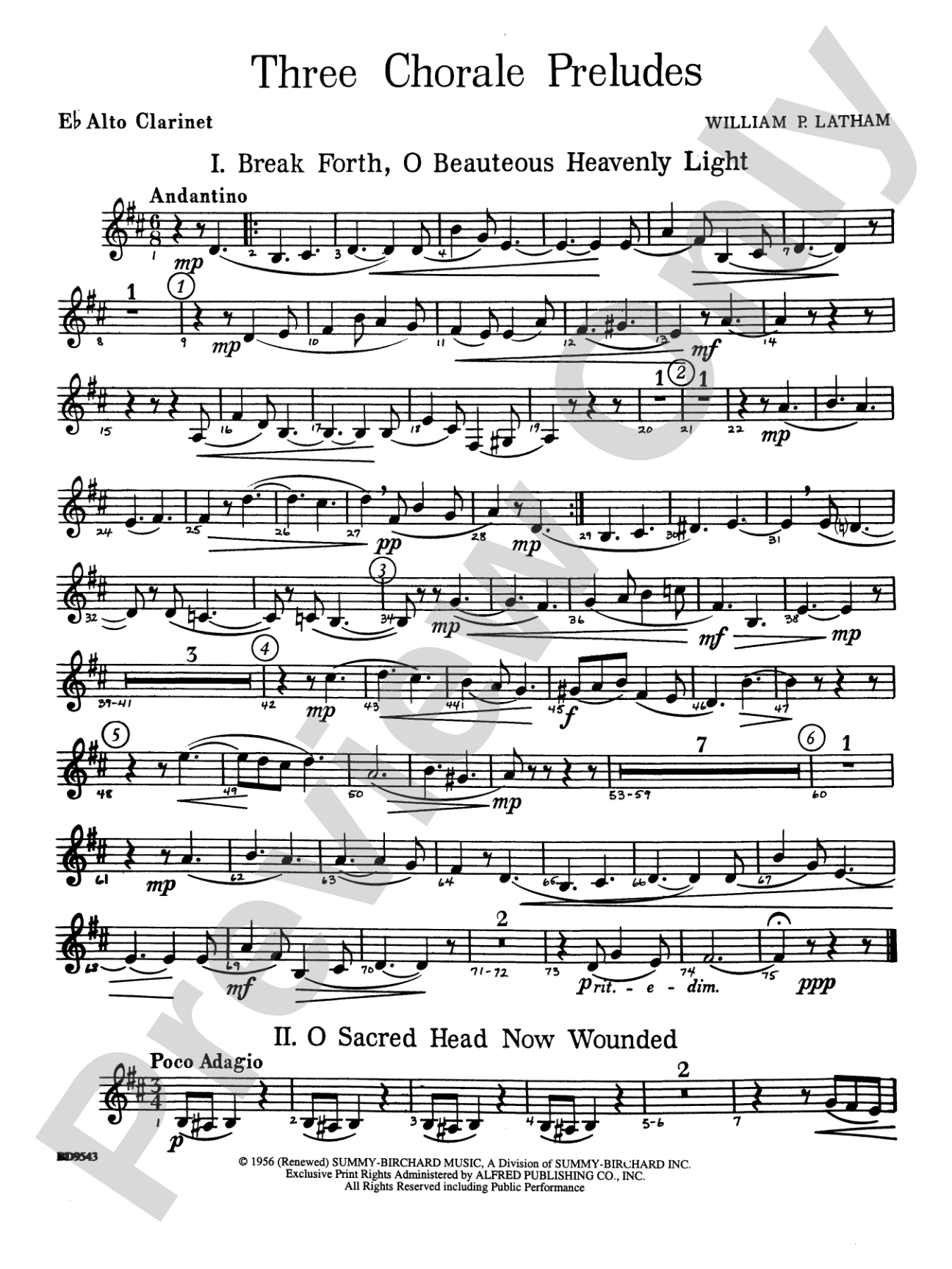 Three Chorale Preludes: E-flat Alto Clarinet