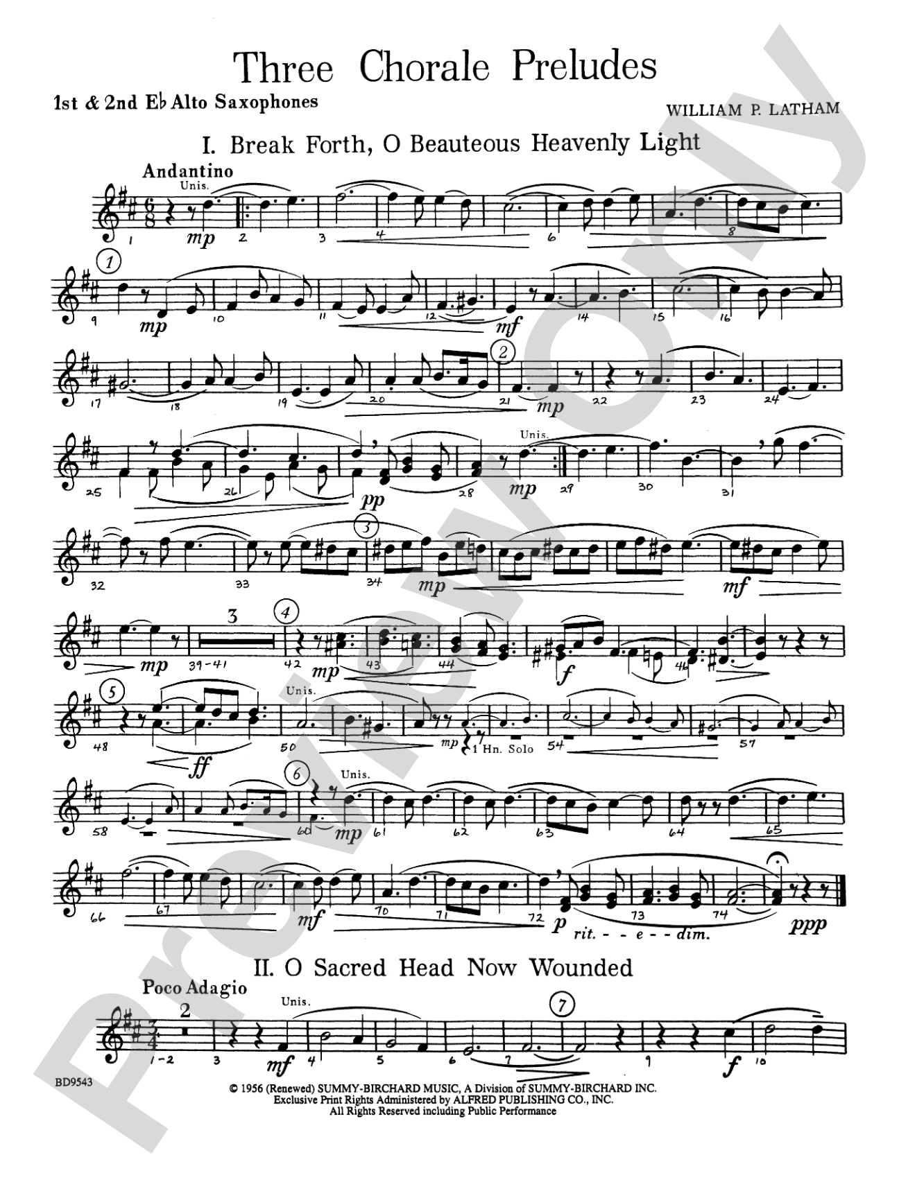 Three Chorale Preludes: 1st & 2nd E-flat Alto Saxophone