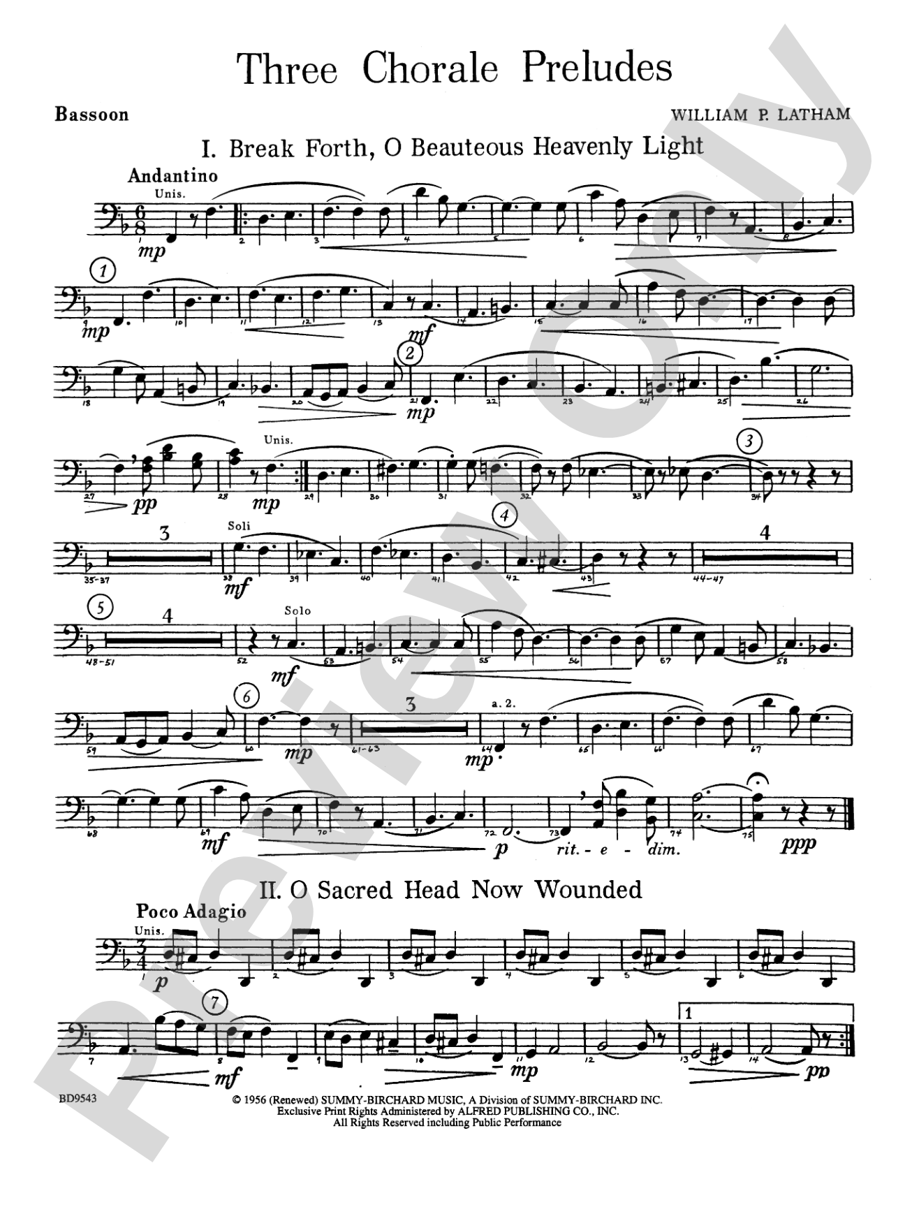 Three Chorale Preludes: Bassoon