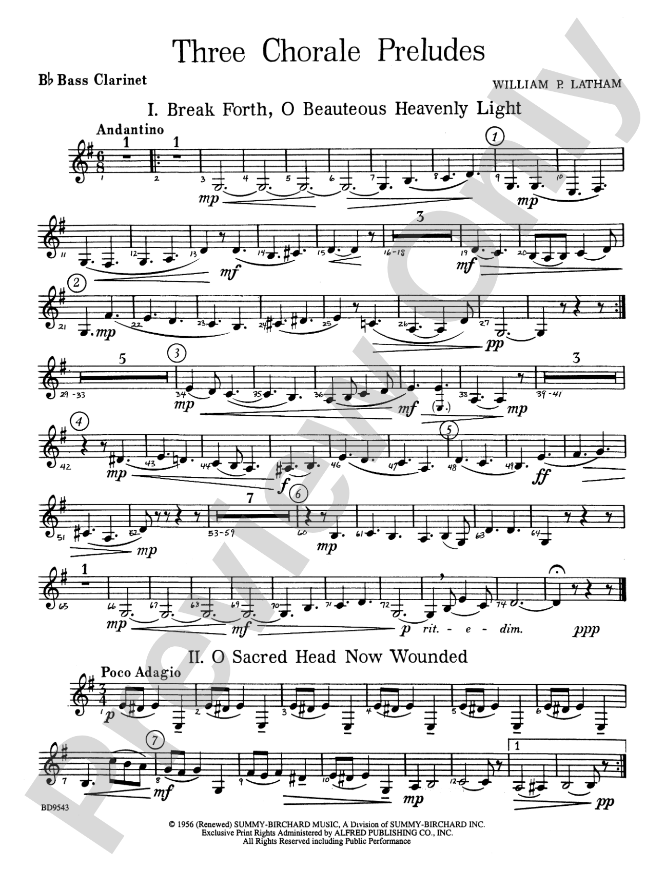 Three Chorale Preludes: B-flat Bass Clarinet