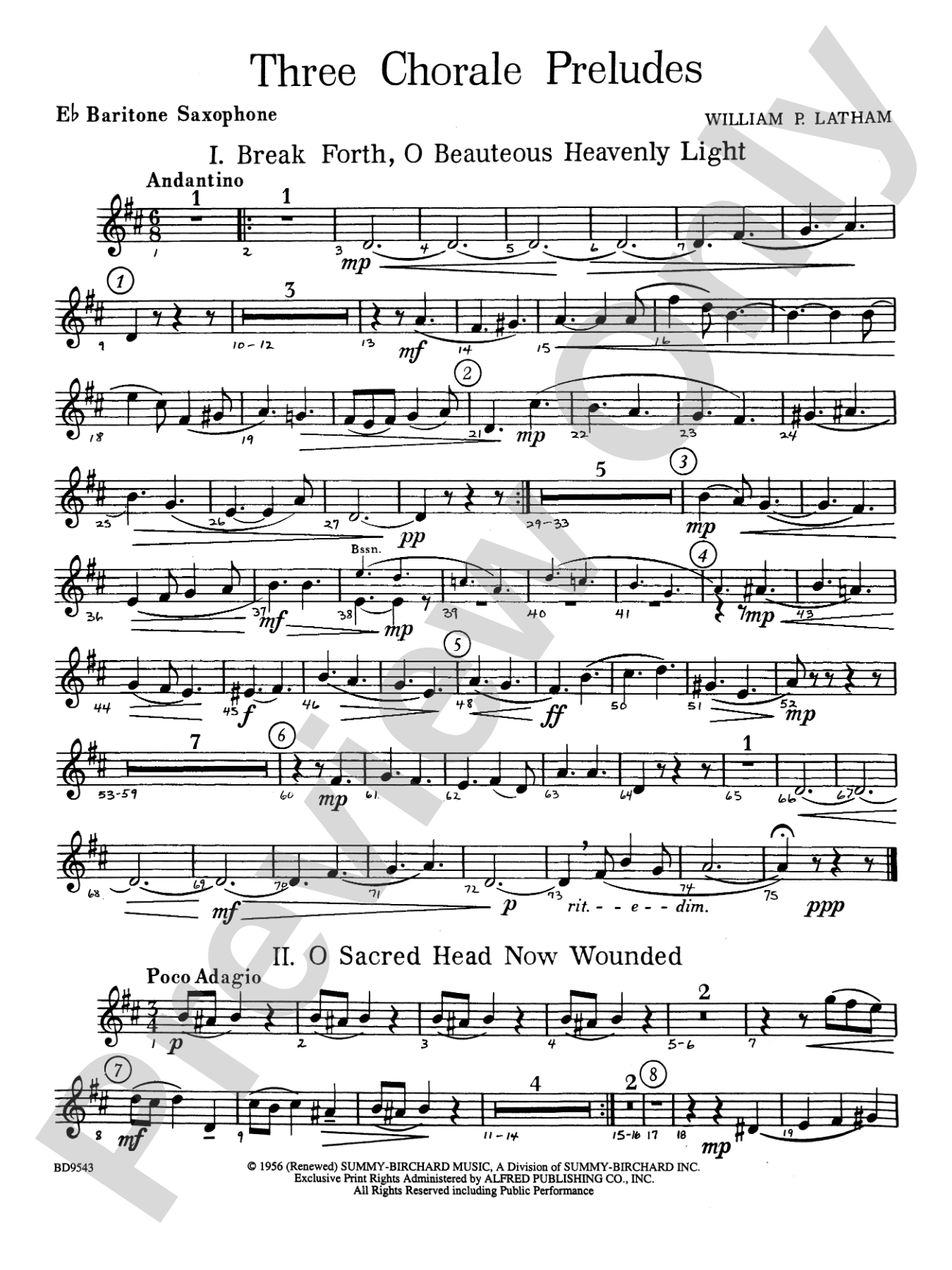 Three Chorale Preludes: E-flat Baritone Saxophone