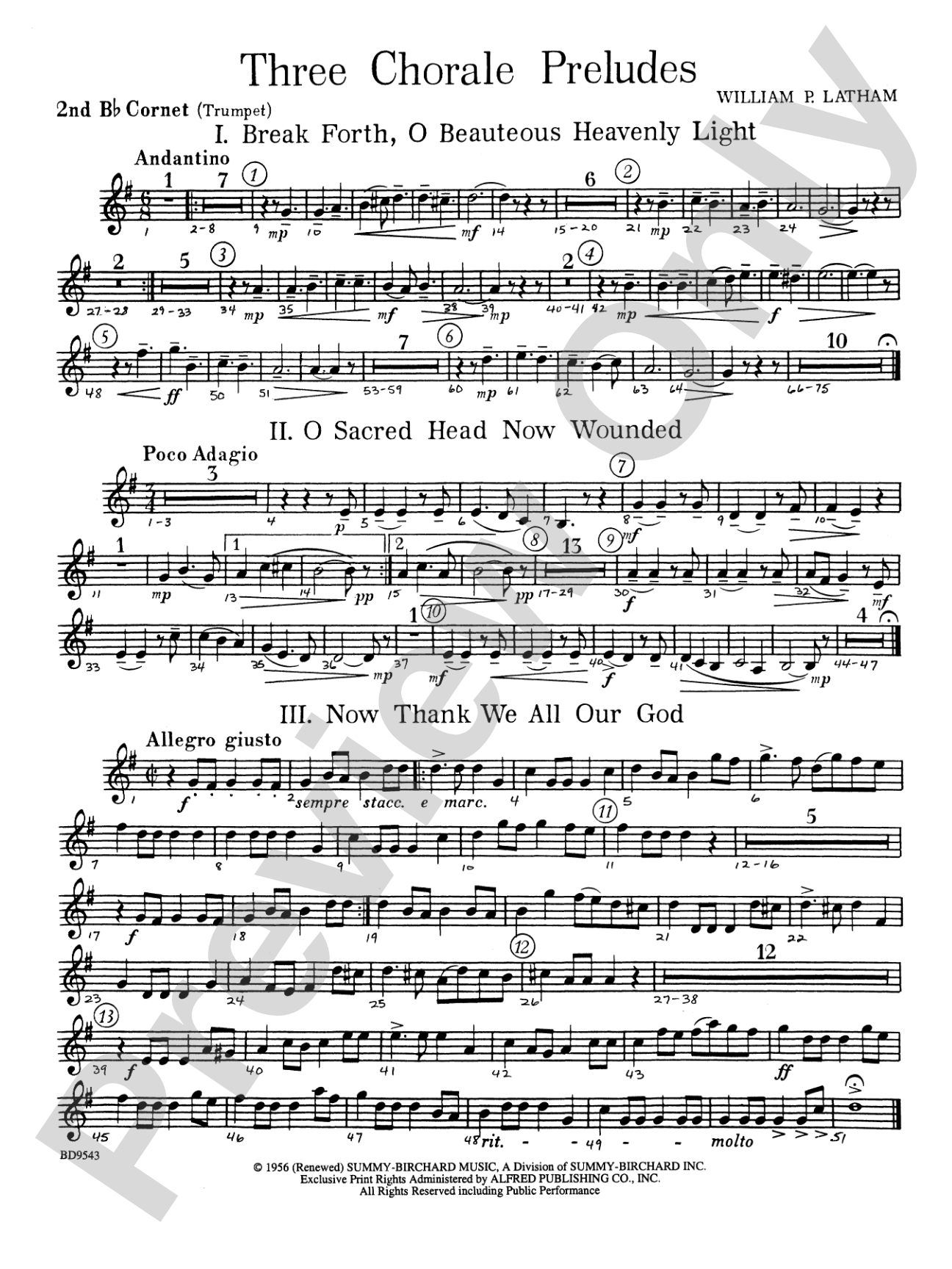 Three Chorale Preludes: 2nd B-flat Cornet