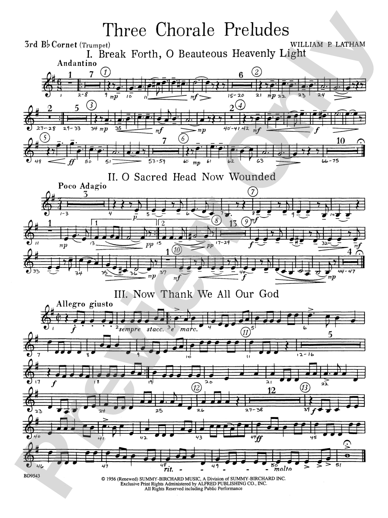 Three Chorale Preludes: 3rd B-flat Cornet