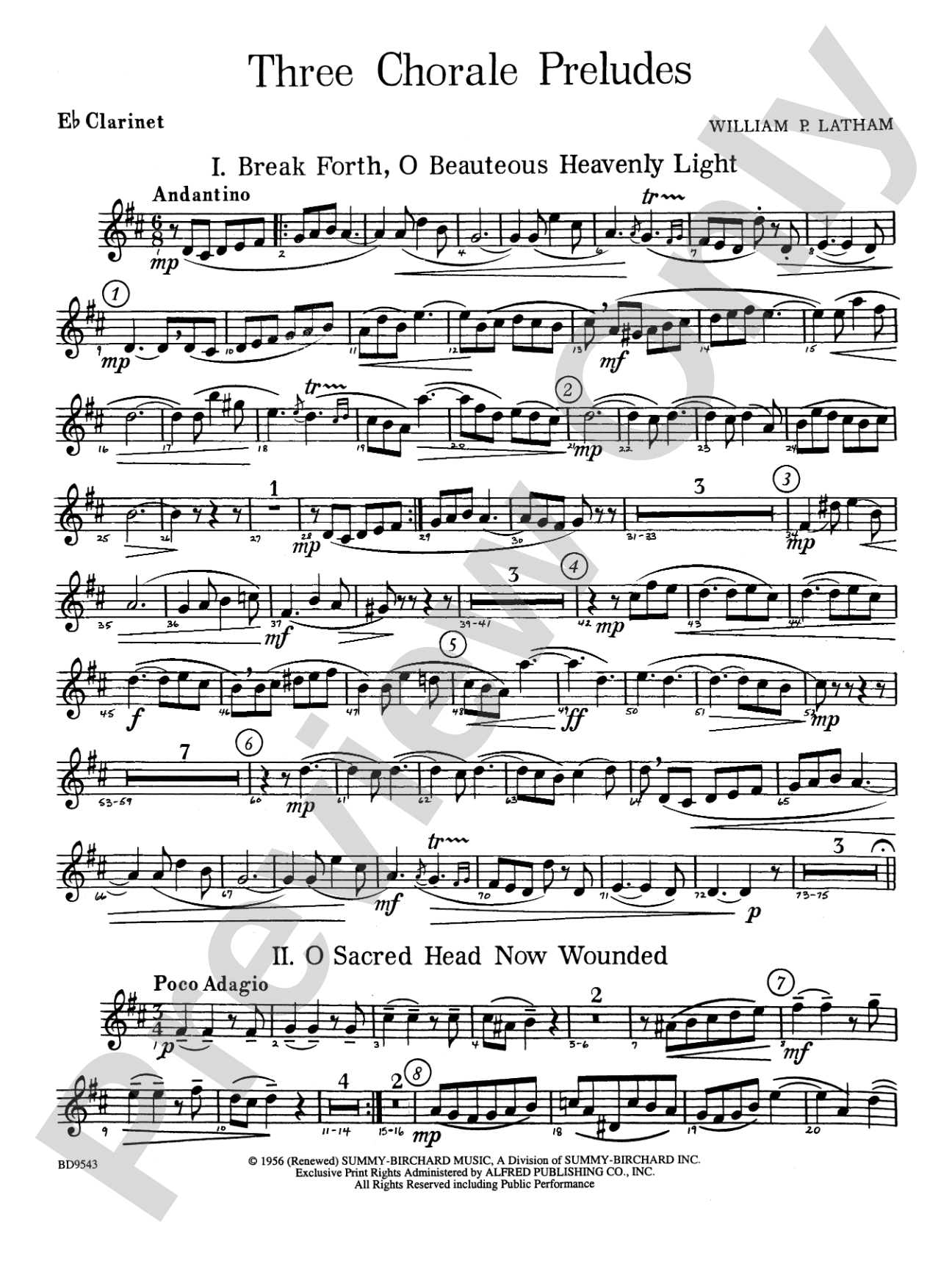 Three Chorale Preludes: E-flat Soprano Clarinet