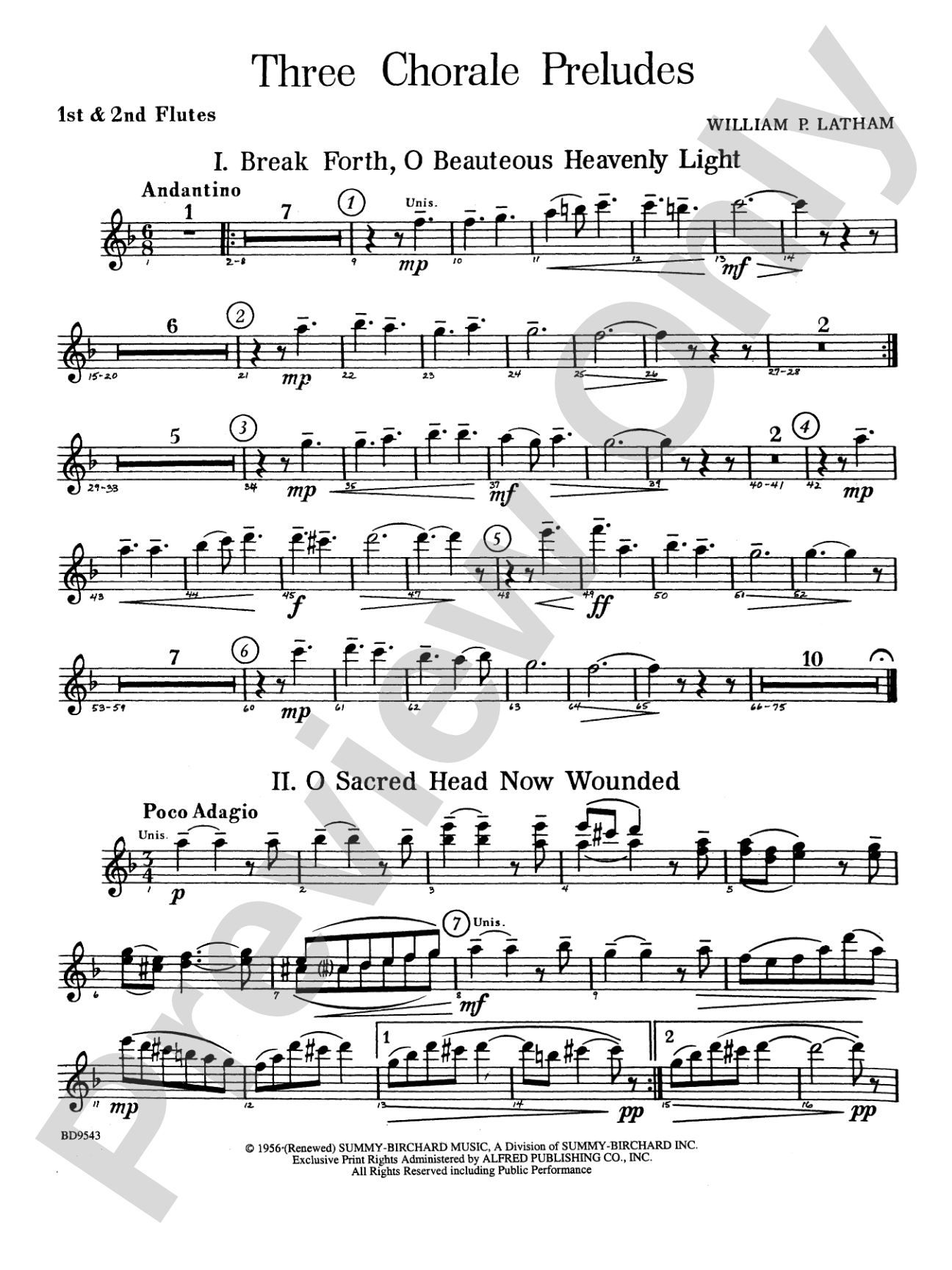 Three Chorale Preludes: 1st & 2nd Flute