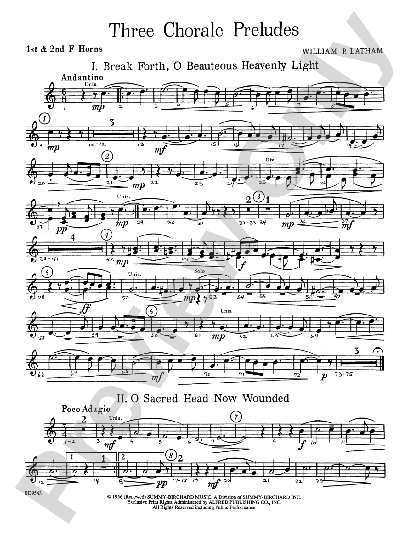 Three Chorale Preludes: 1st & 2nd F Horns