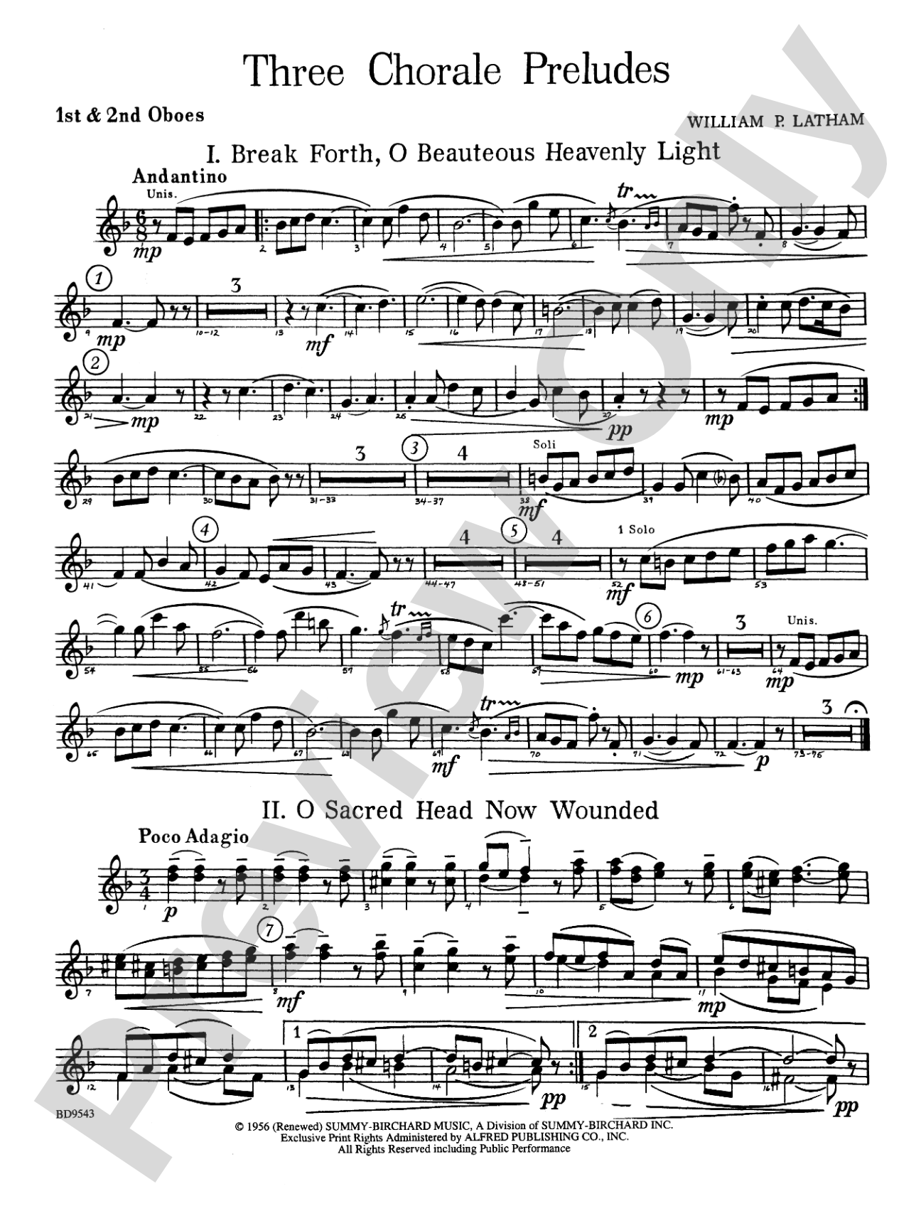 Three Chorale Preludes: 1st & 2nd Oboe