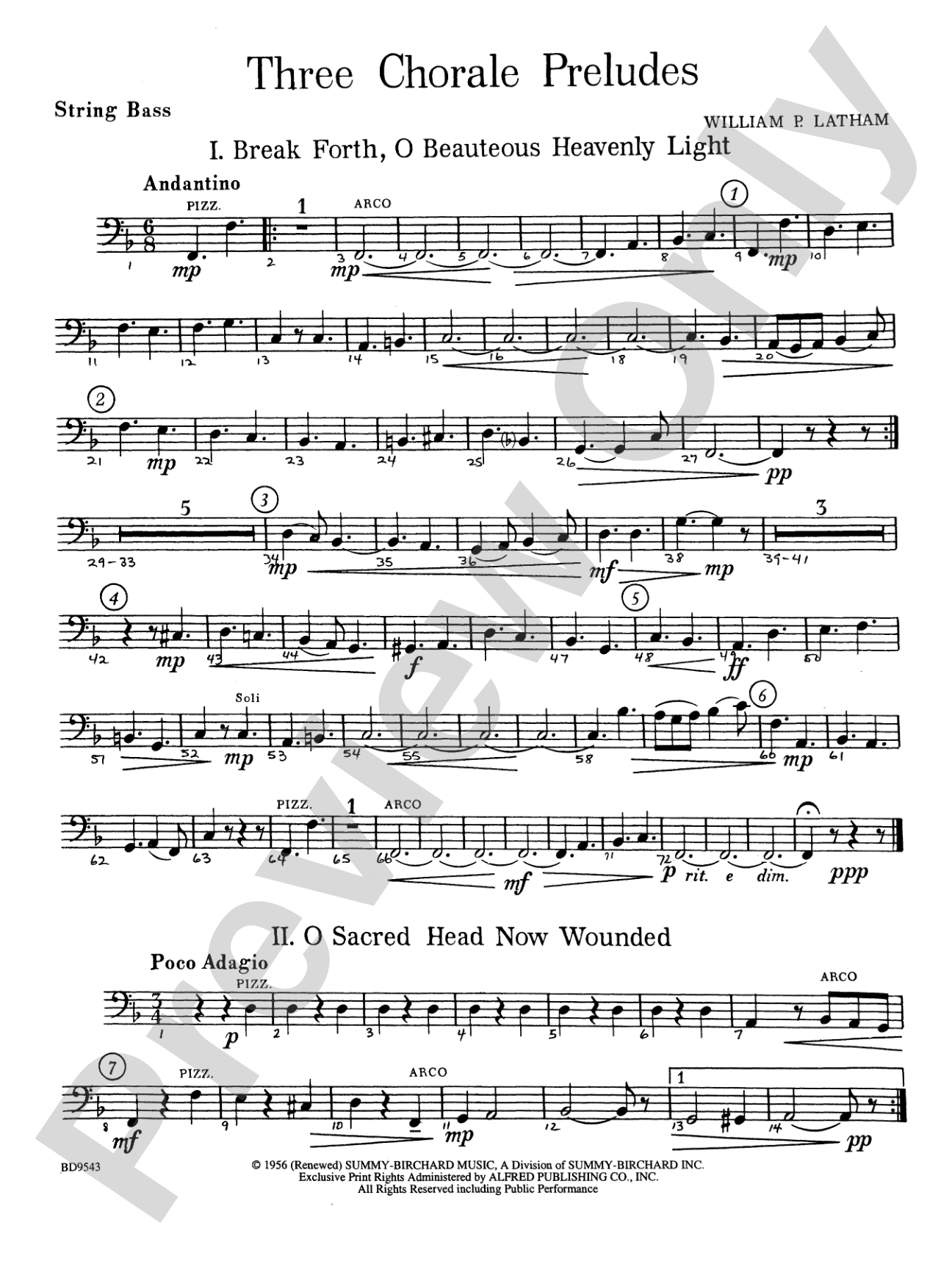 Three Chorale Preludes: String Bass