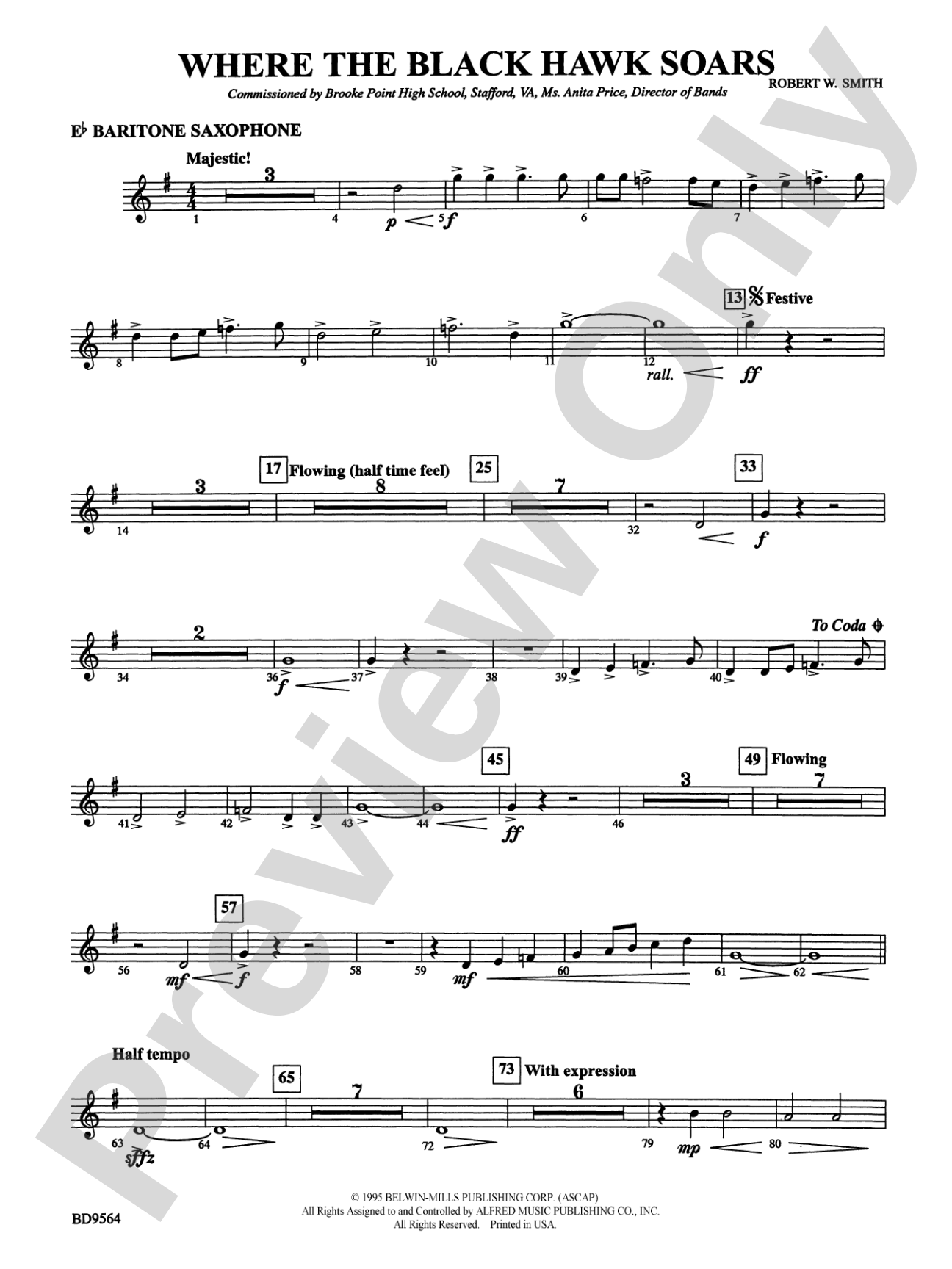 Where the Black Hawk Soars: E-flat Baritone Saxophone
