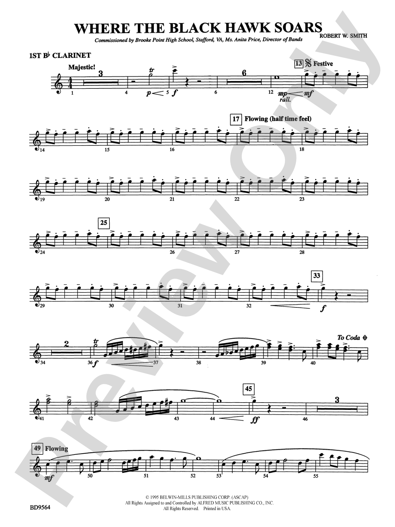 Where the Black Hawk Soars: 1st B-flat Clarinet