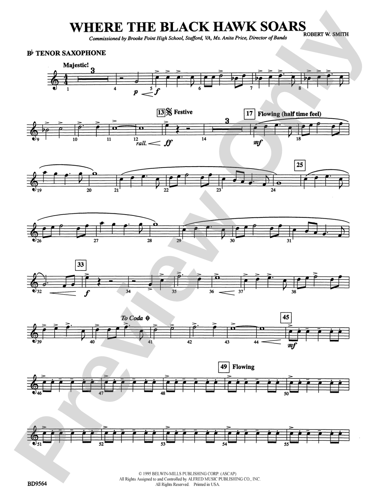 Where the Black Hawk Soars: B-flat Tenor Saxophone