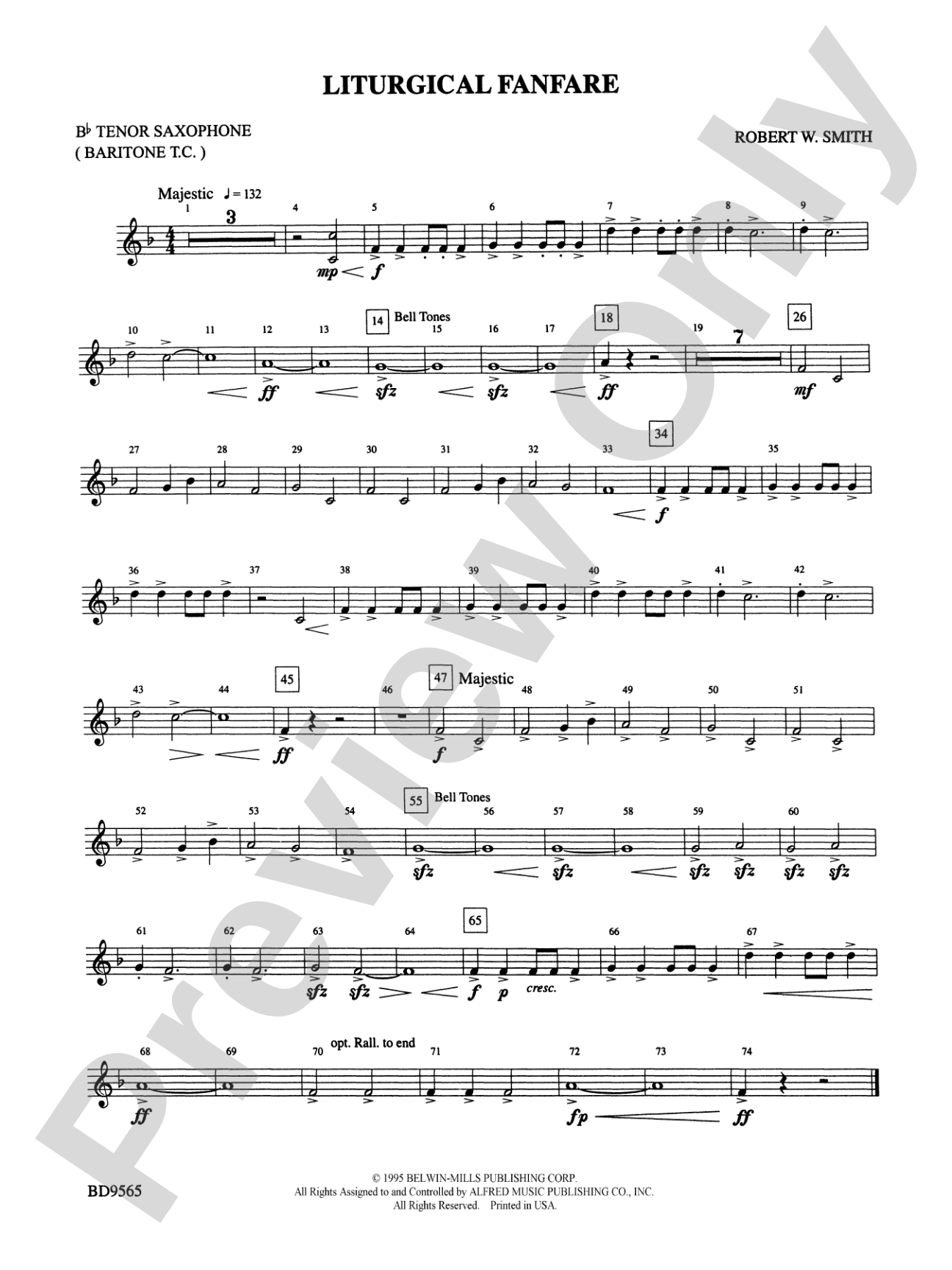 Liturgical Fanfare: B-flat Tenor Saxophone
