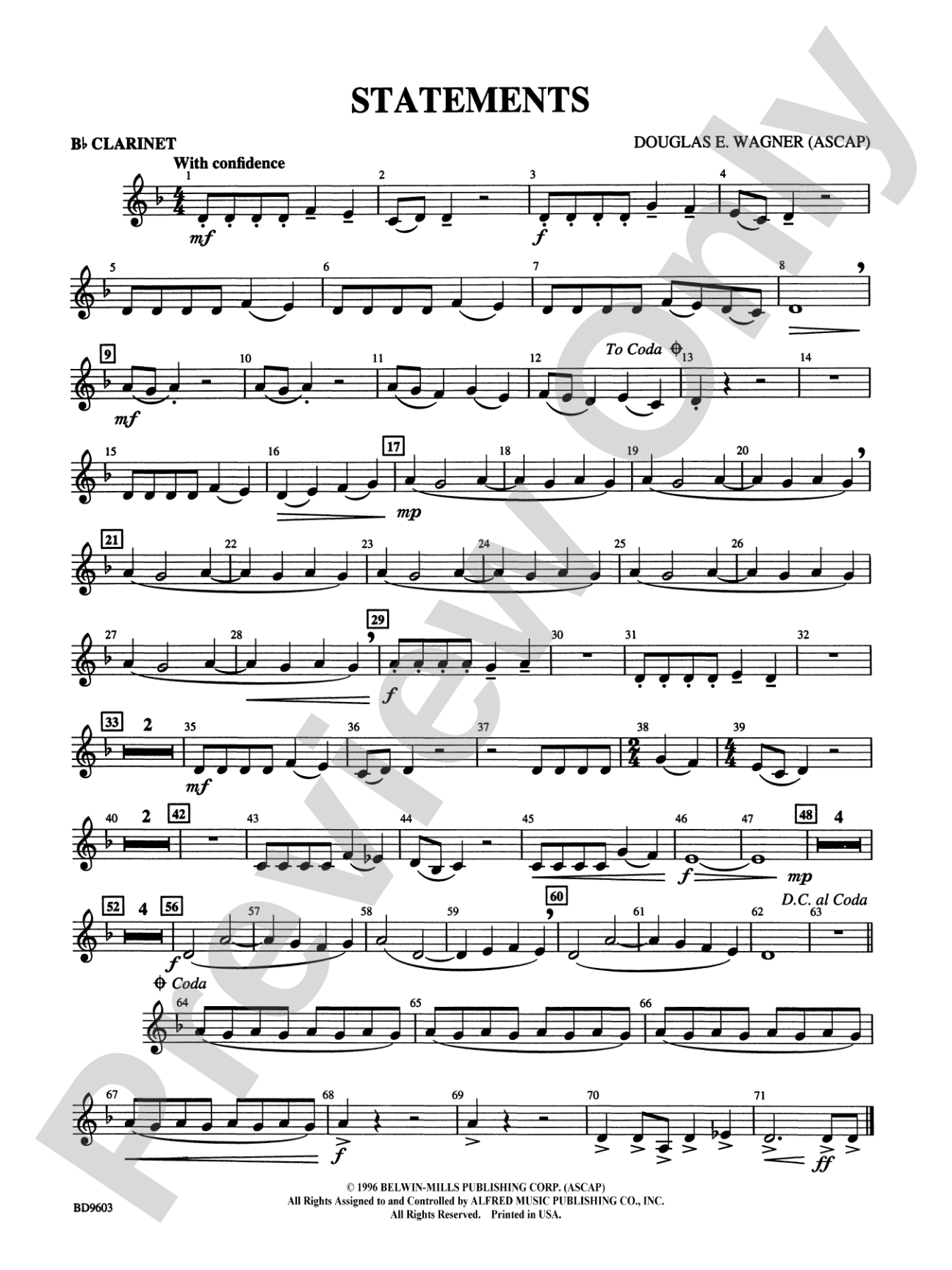 Statements: 1st B-flat Clarinet