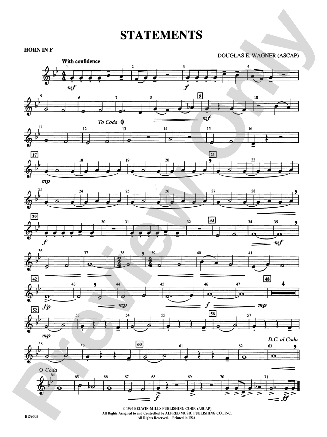 Statements: 1st F Horn