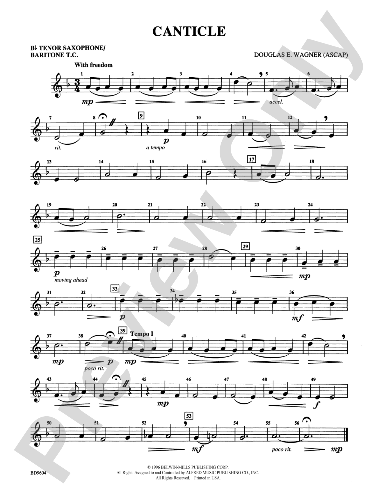 Canticle: B-flat Tenor Saxophone