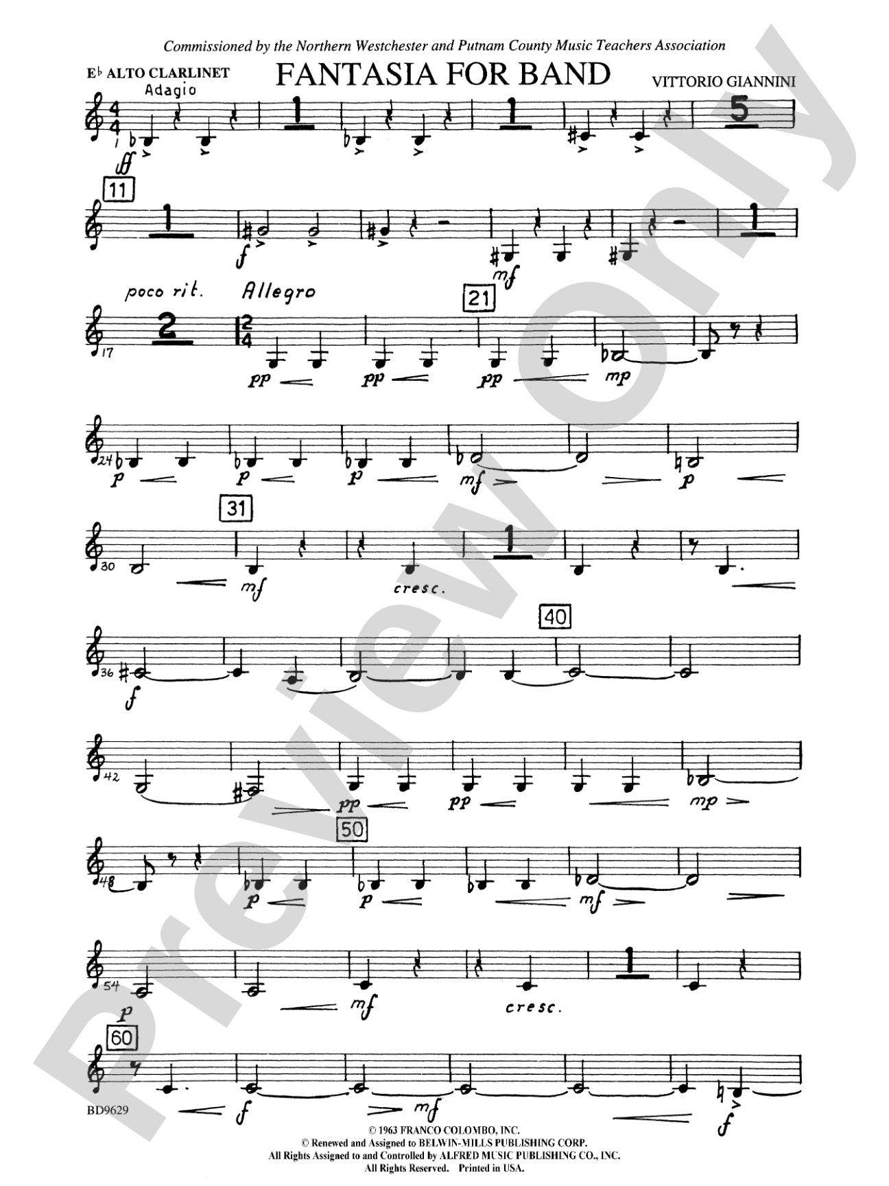 Fantasia for Band: E-flat Alto Clarinet