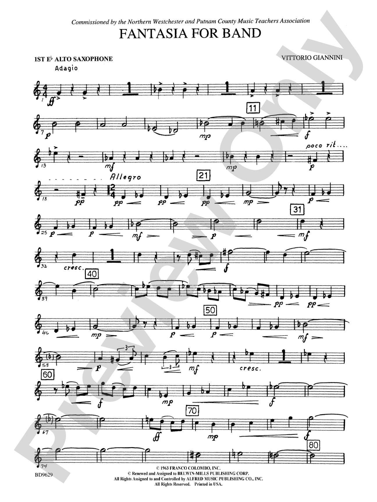 Fantasia for Band: E-flat Alto Saxophone