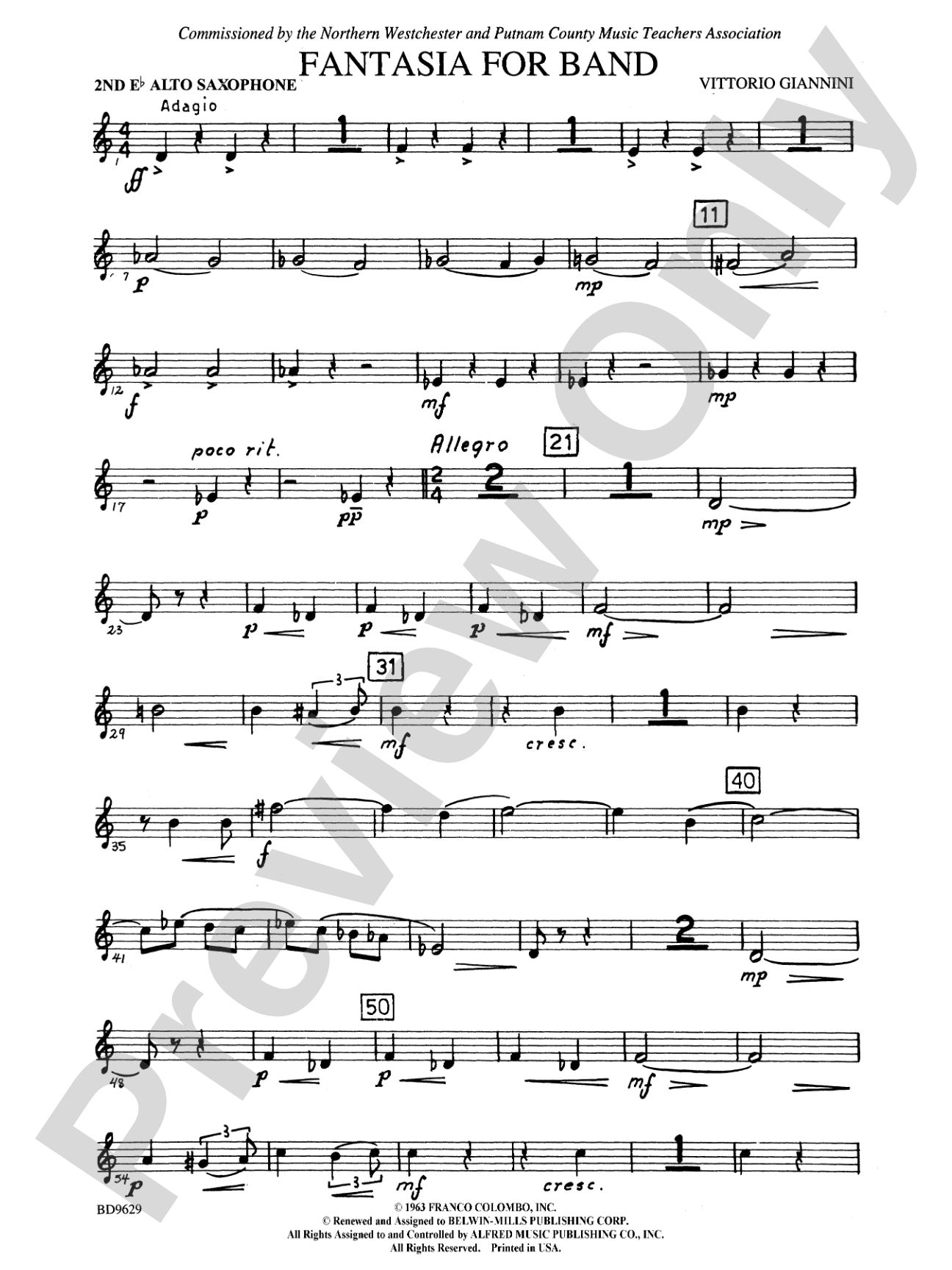 Fantasia for Band: 2nd E-flat Alto Saxophone