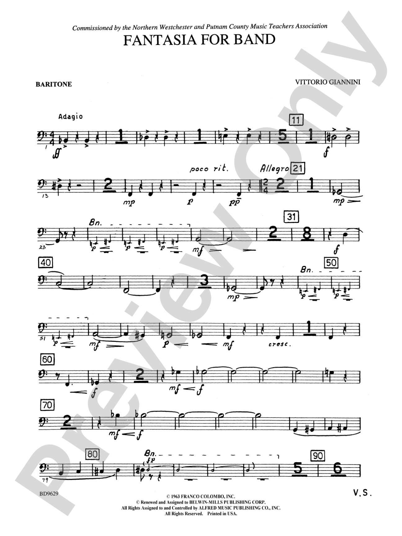 Fantasia for Band: Baritone B.C.