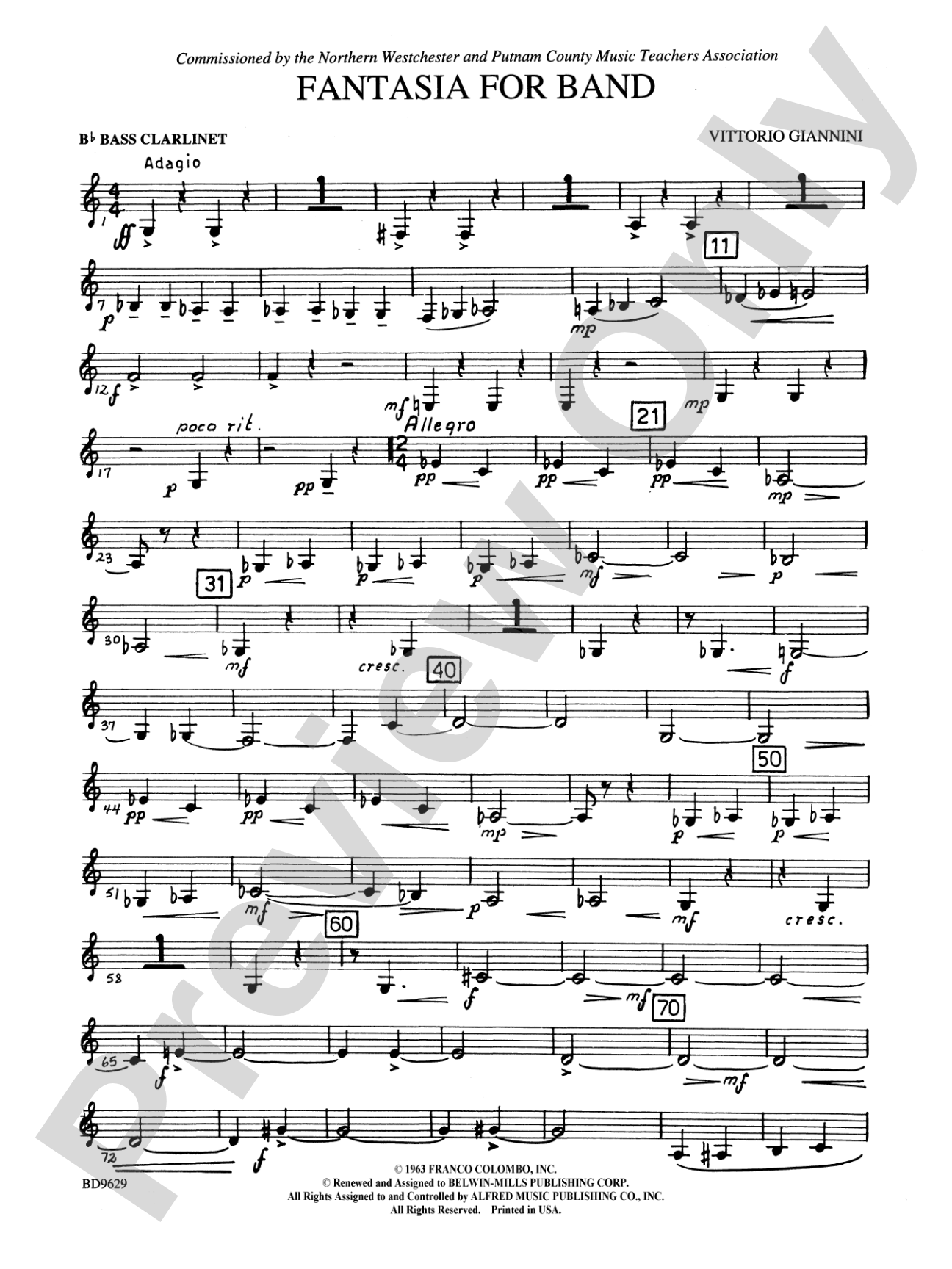 Fantasia for Band: B-flat Bass Clarinet