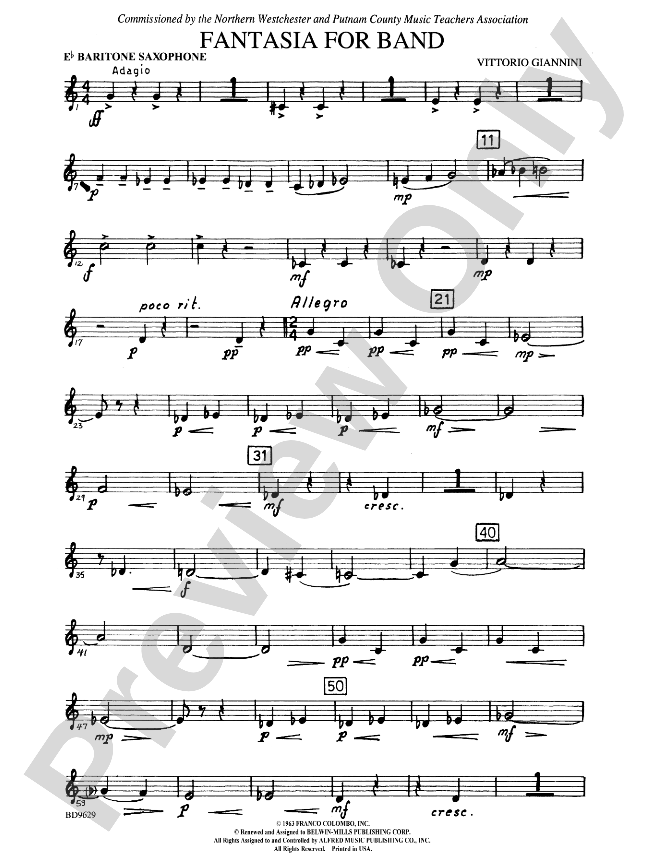 Fantasia for Band: E-flat Baritone Saxophone