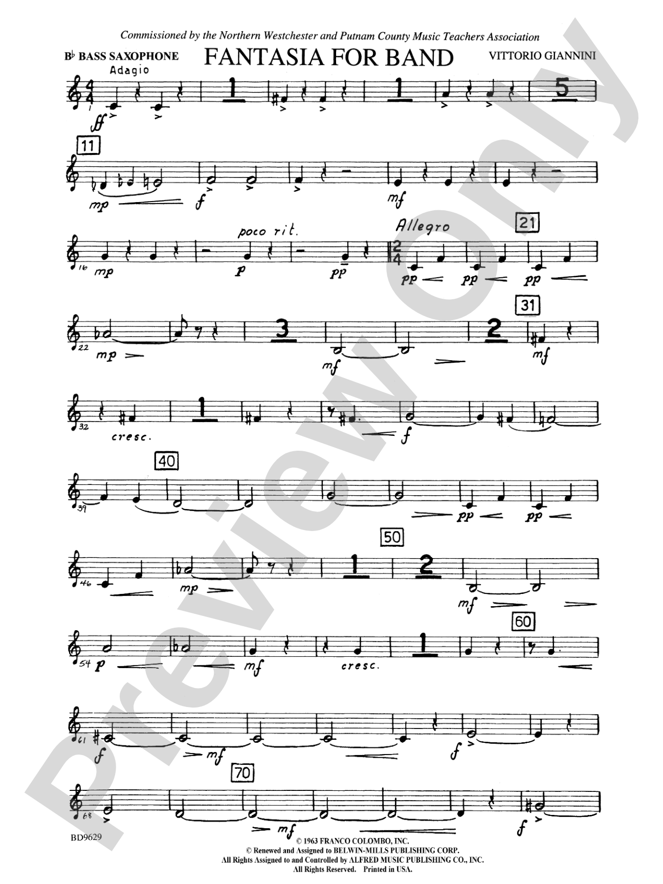 Fantasia for Band: B-flat Bass Saxophone