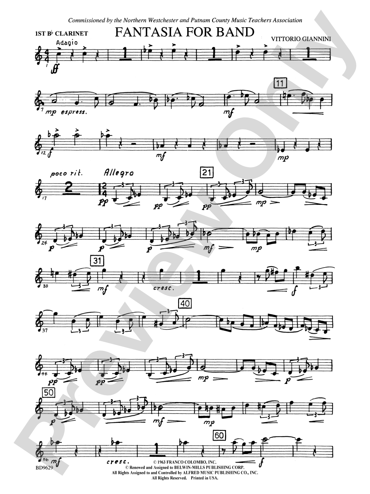 Fantasia for Band: 1st B-flat Clarinet