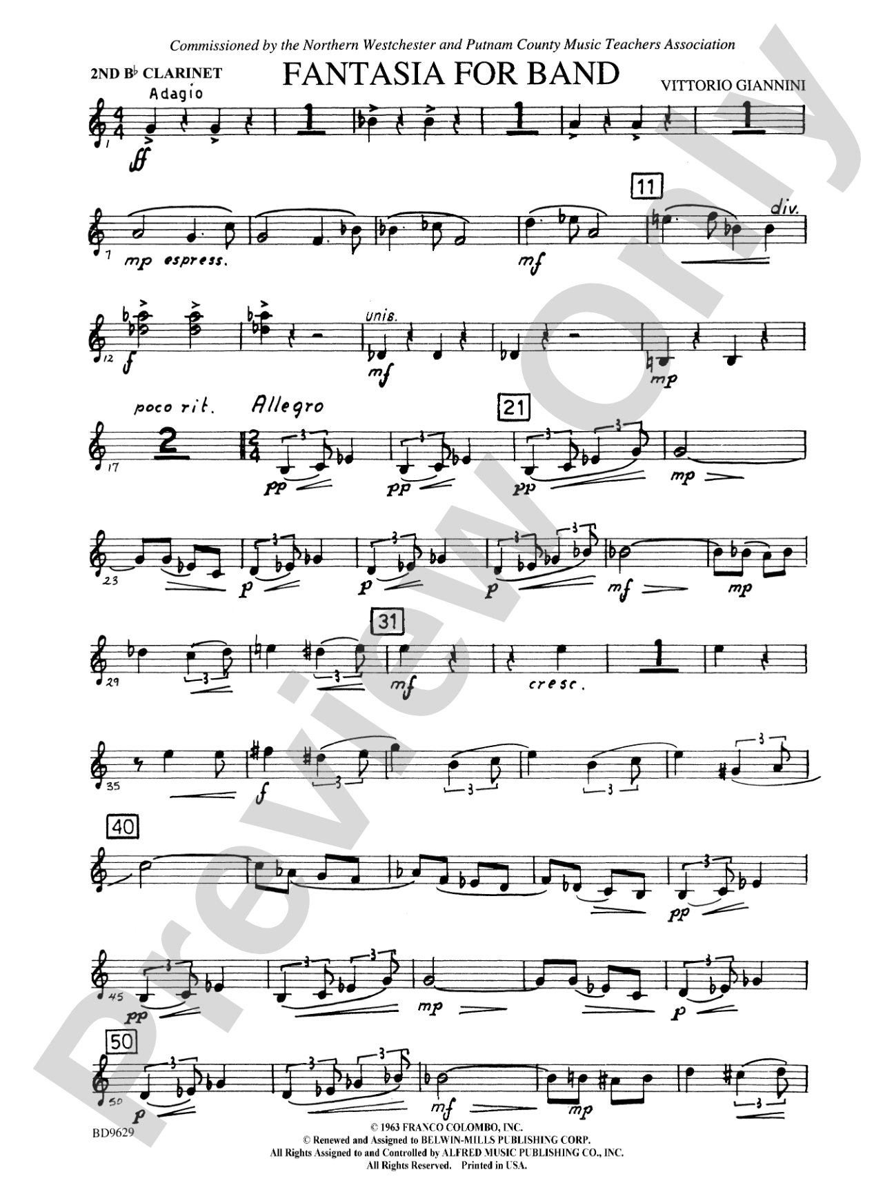 Fantasia for Band: 2nd B-flat Clarinet