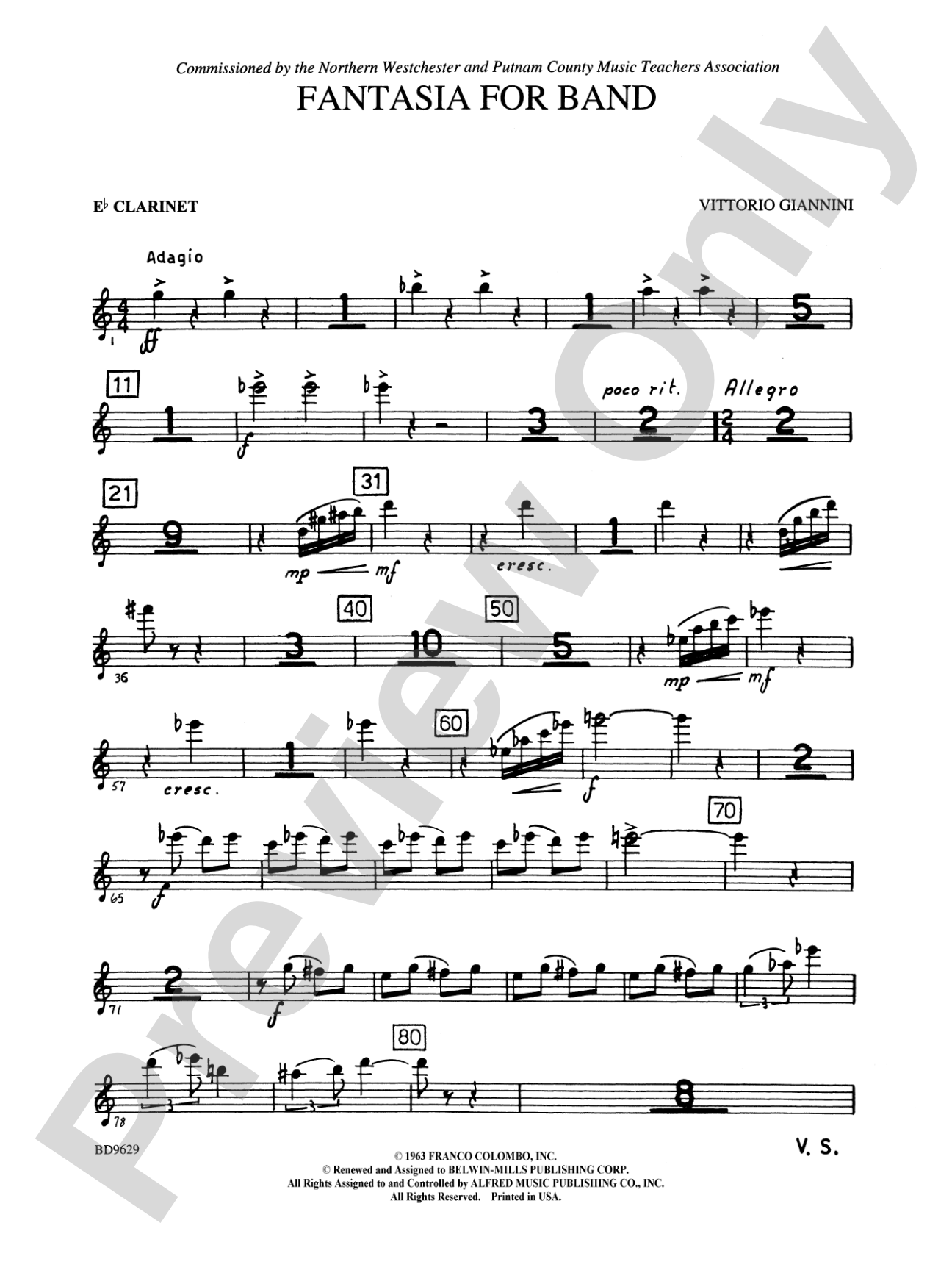 Fantasia for Band: E-flat Soprano Clarinet
