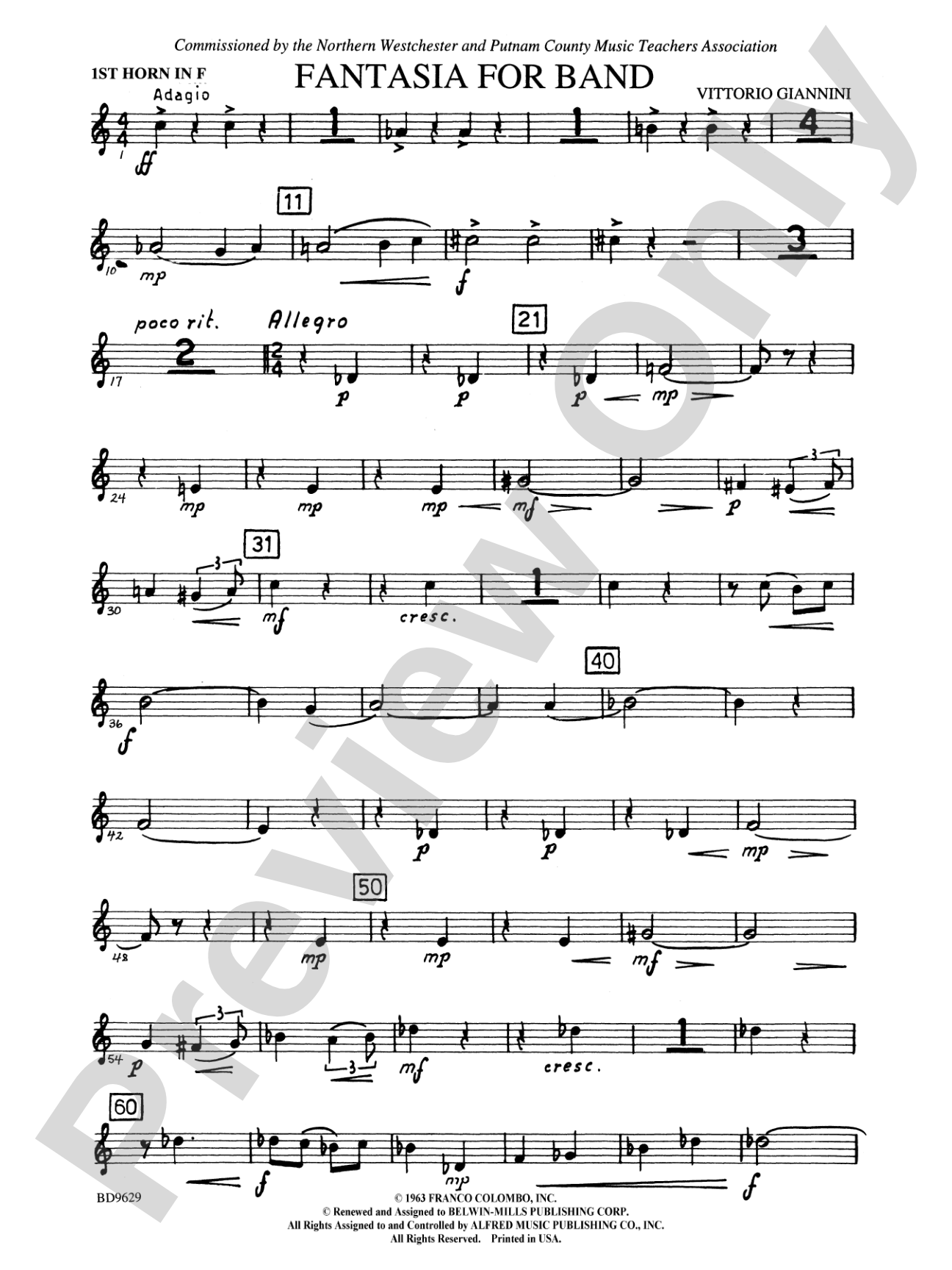 Fantasia for Band: 1st F Horn