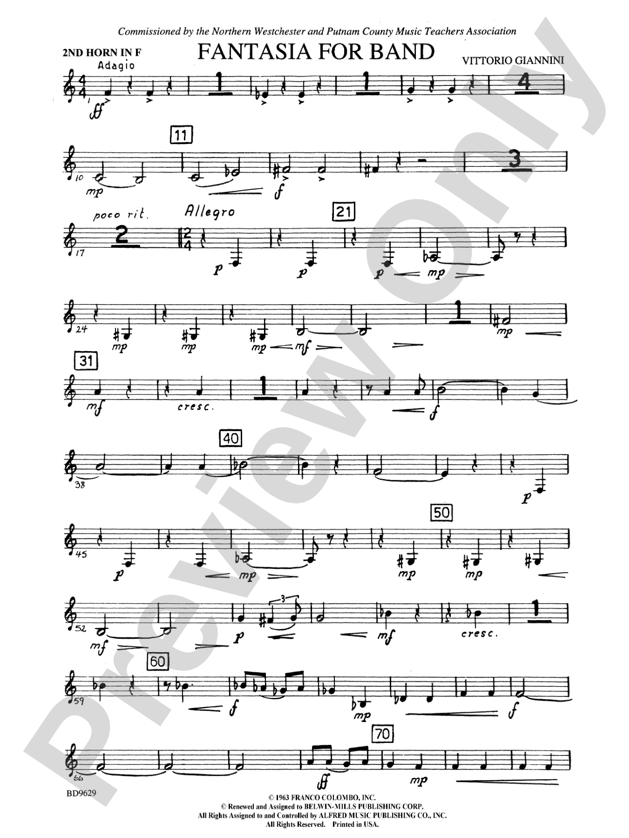 Fantasia for Band: 2nd F Horn