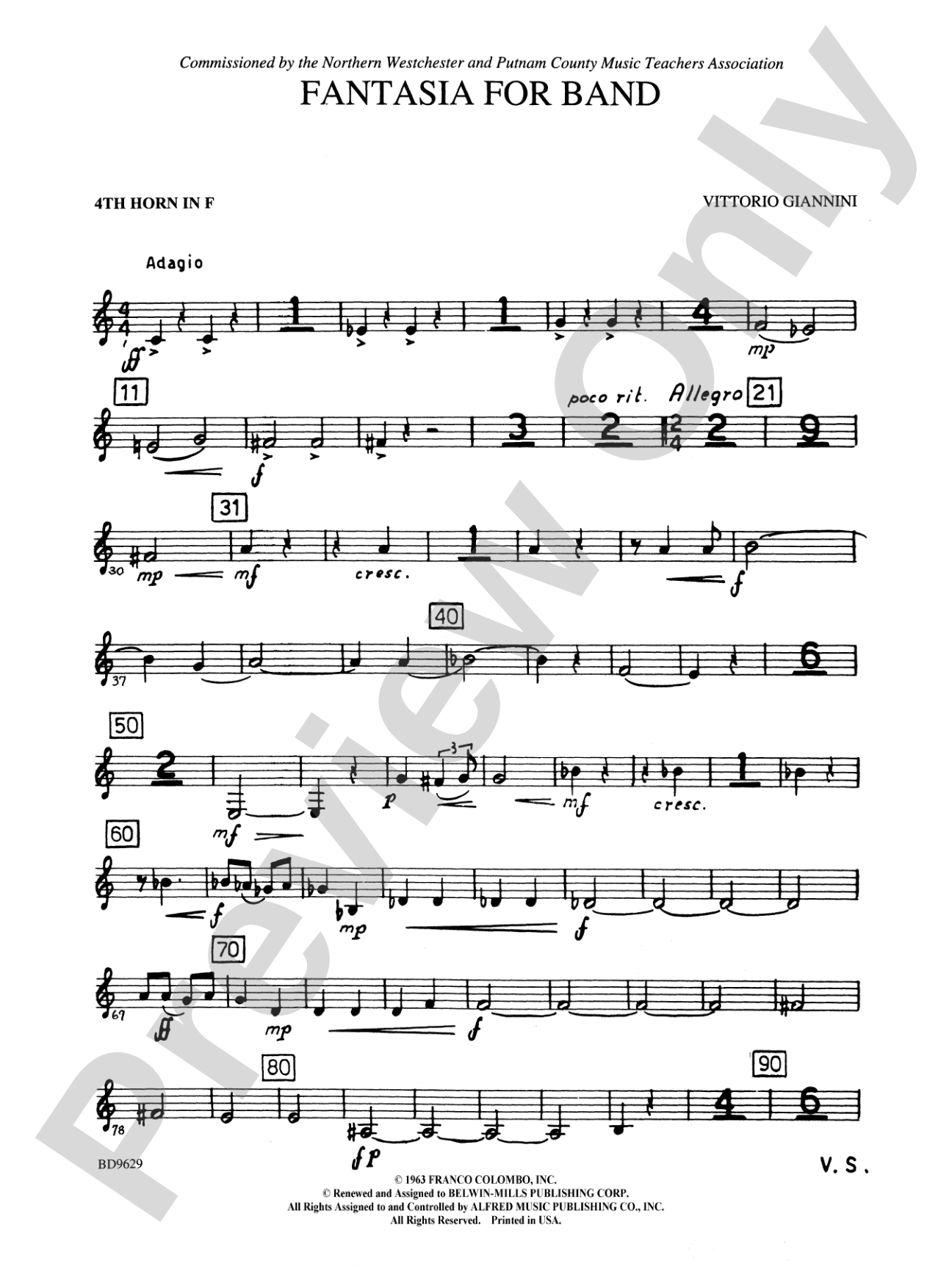 Fantasia for Band: 4th F Horn