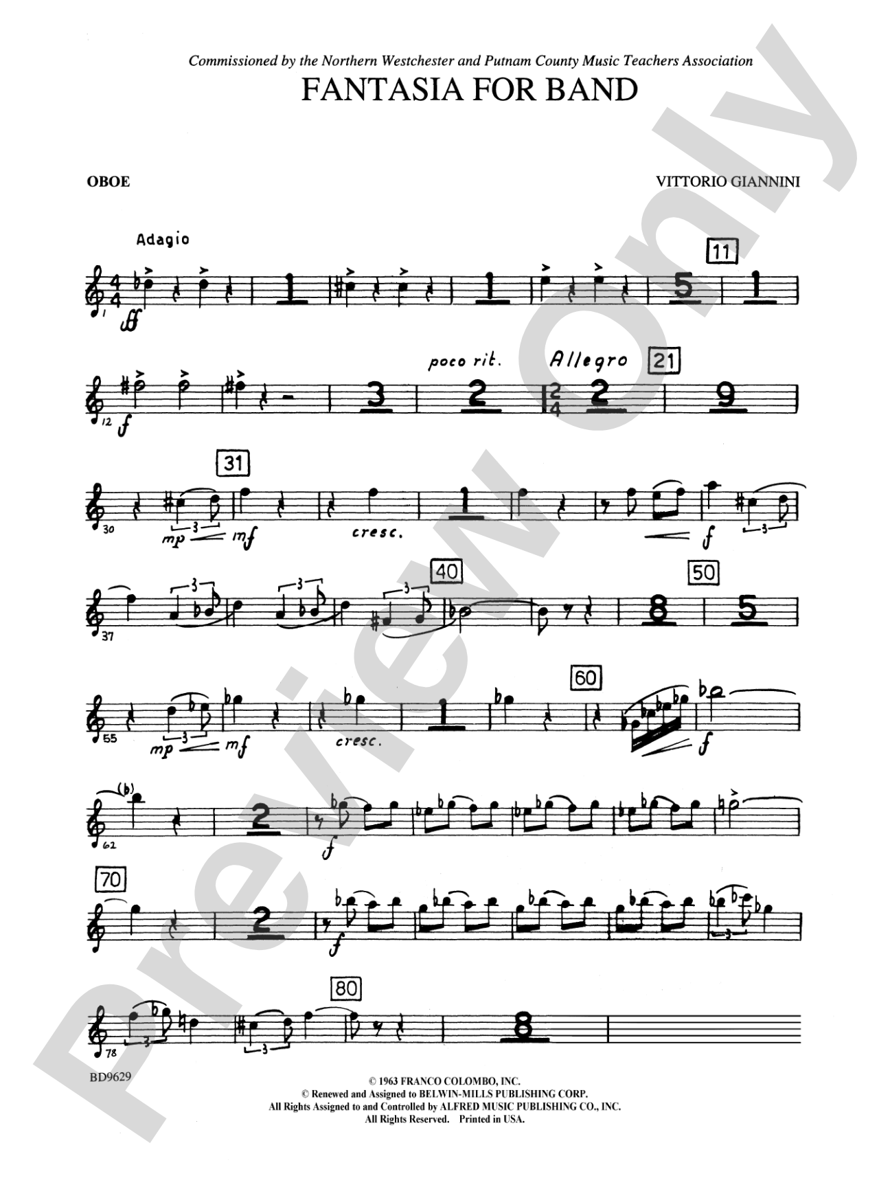 Fantasia for Band: Oboe