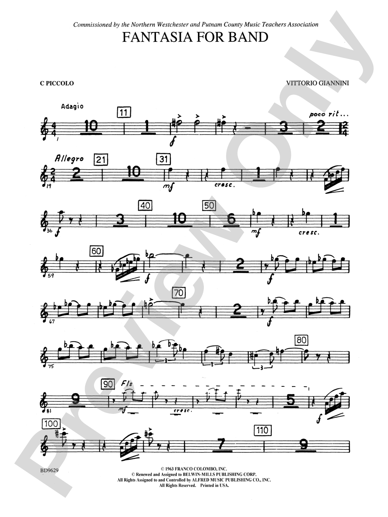 Fantasia for Band: Piccolo