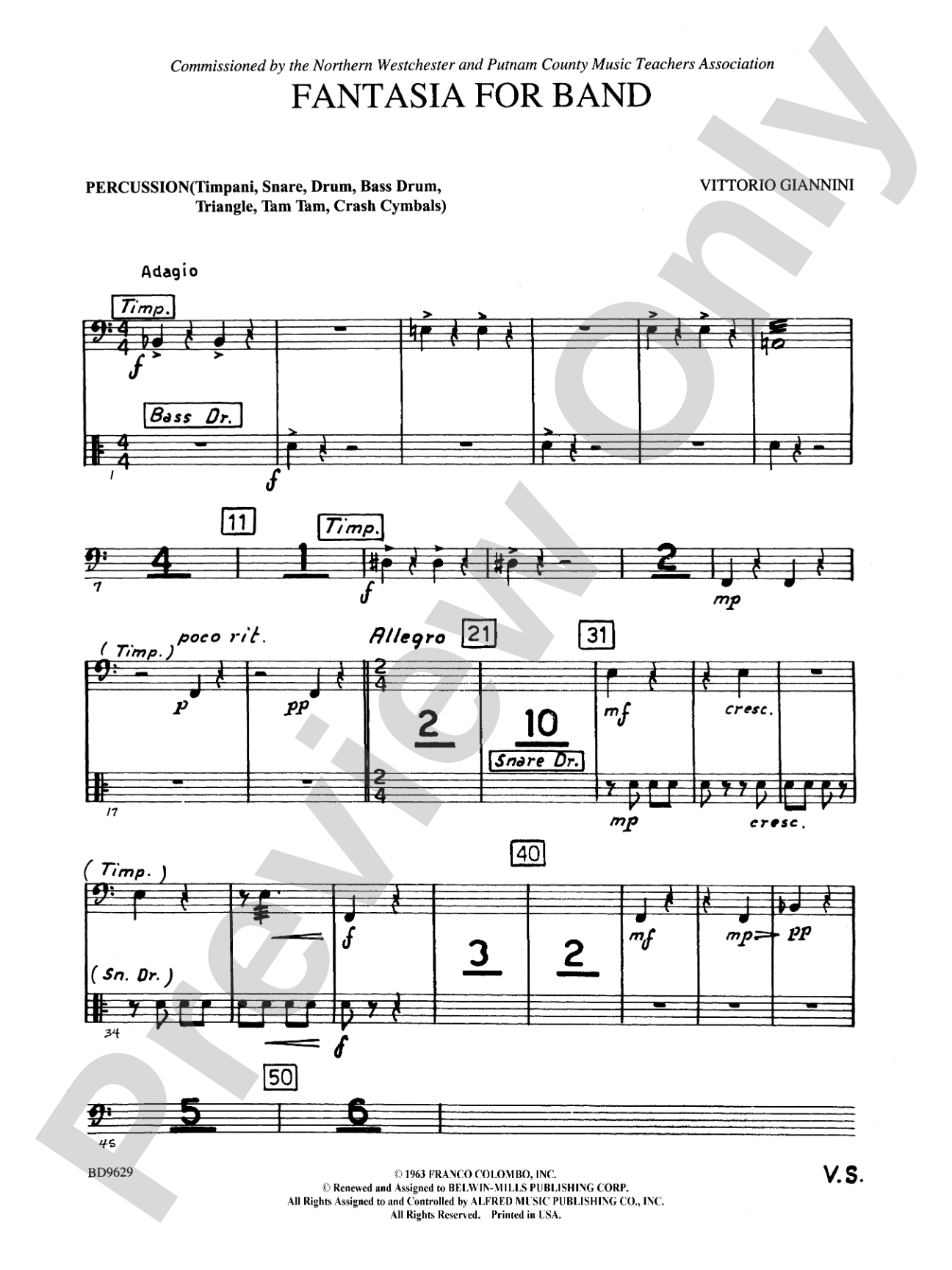 Fantasia for Band: 1st Percussion